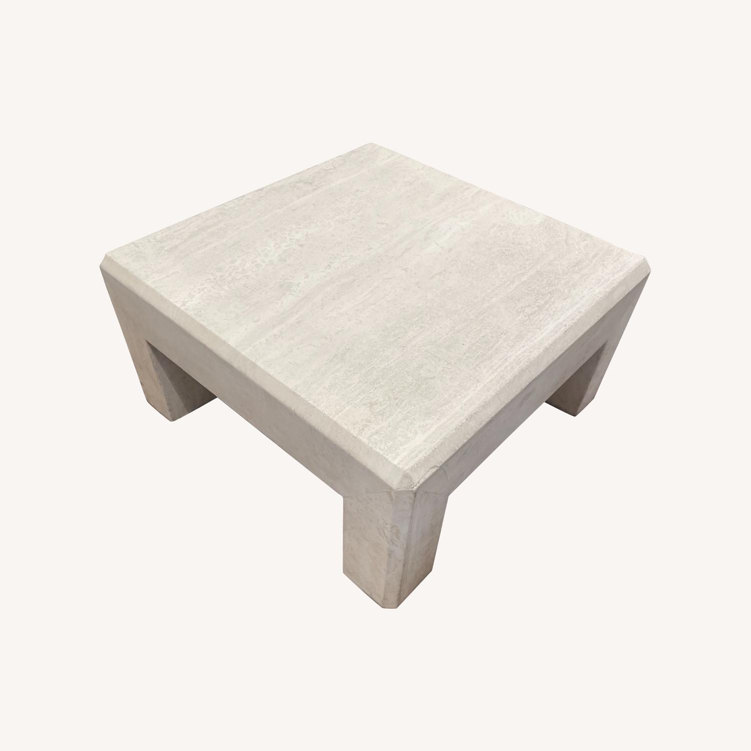 Vintage 80's Travertine Marble Coffee Table - image-0
