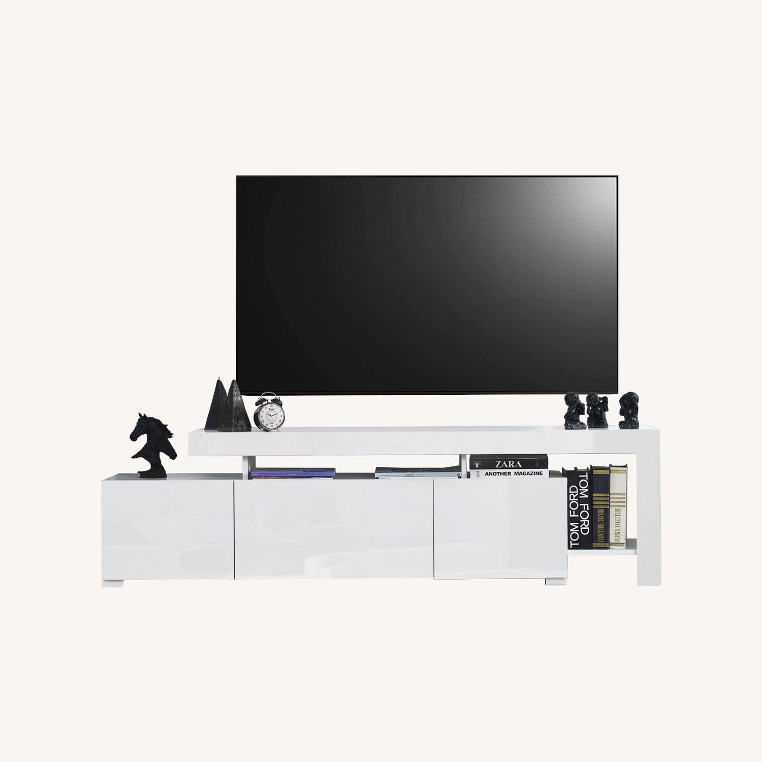 Glossy White Entertainment Center 75 inch TV Stand - image-0