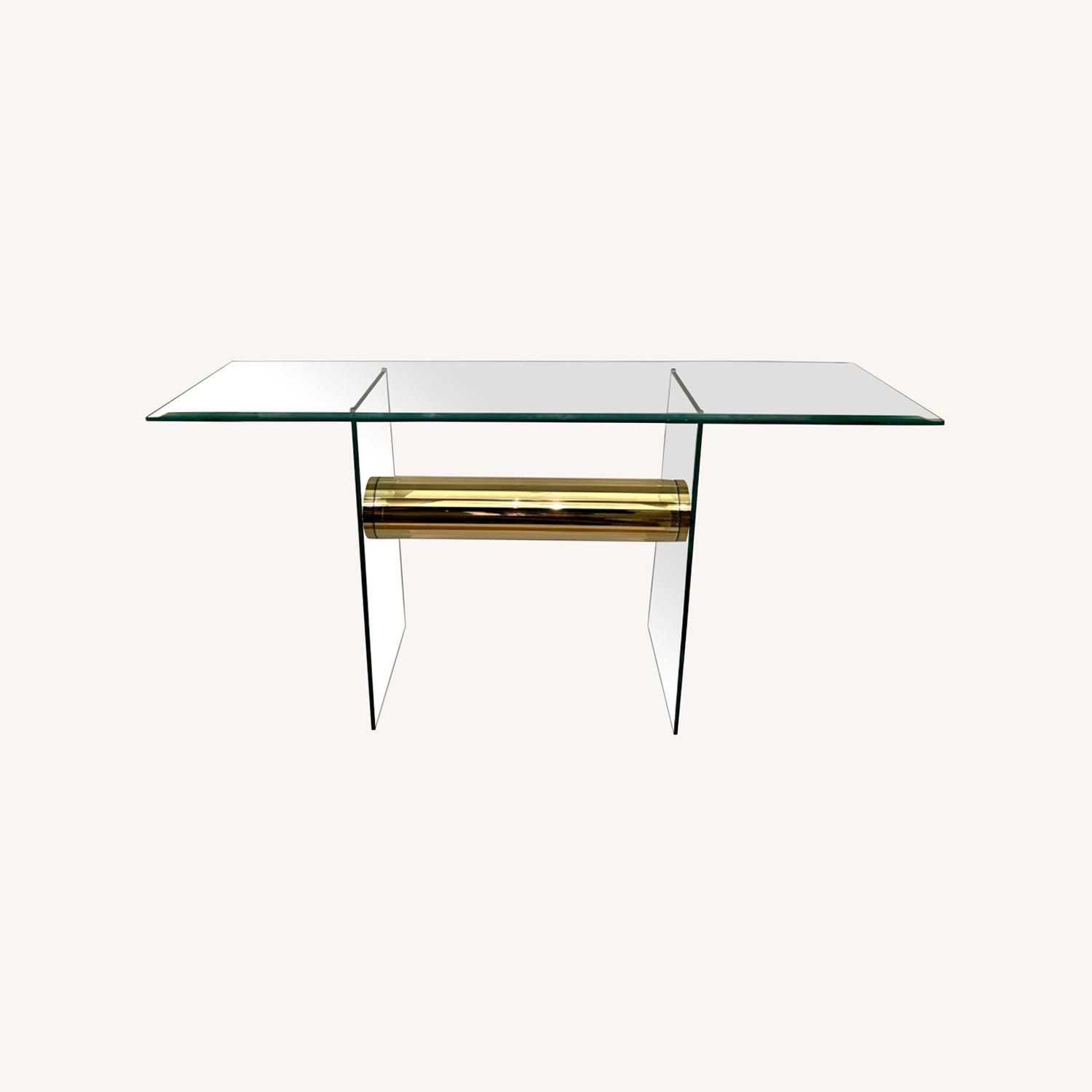 Pace Collection Glass and Brass Console Table - image-0