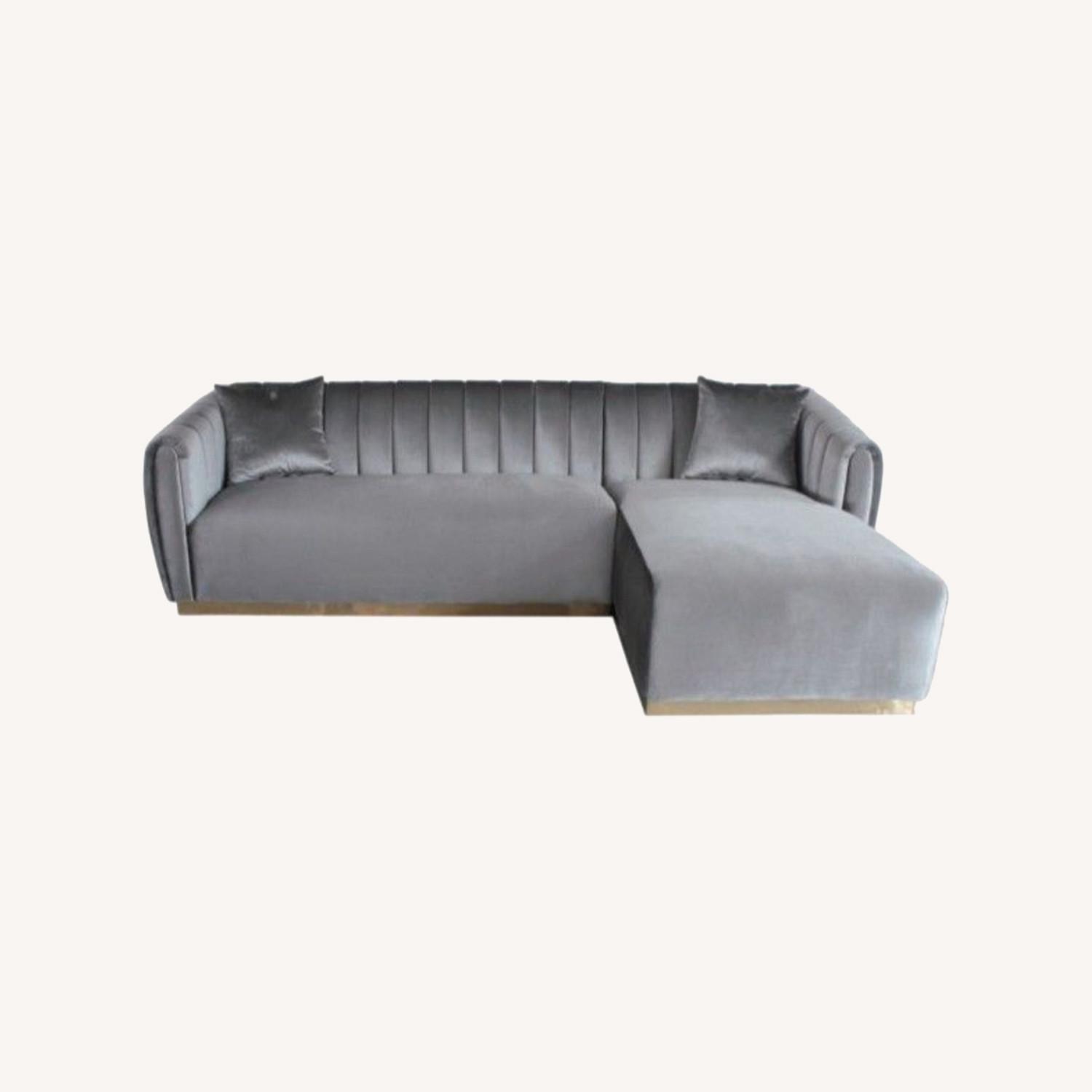 Channeled Tufted Back Sectional Sofa - image-0