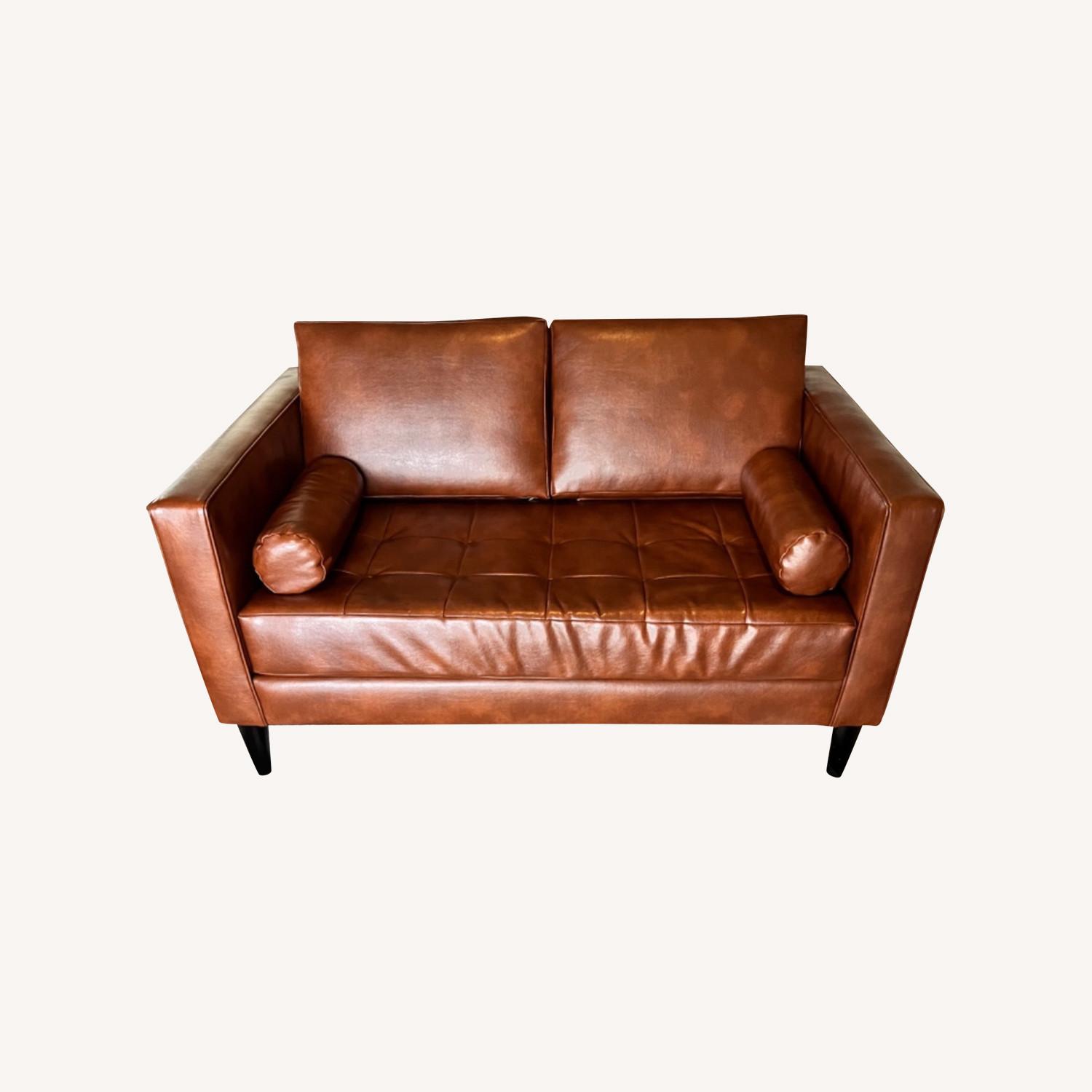 Dark Brown Leather Logan Loveseat - image-0