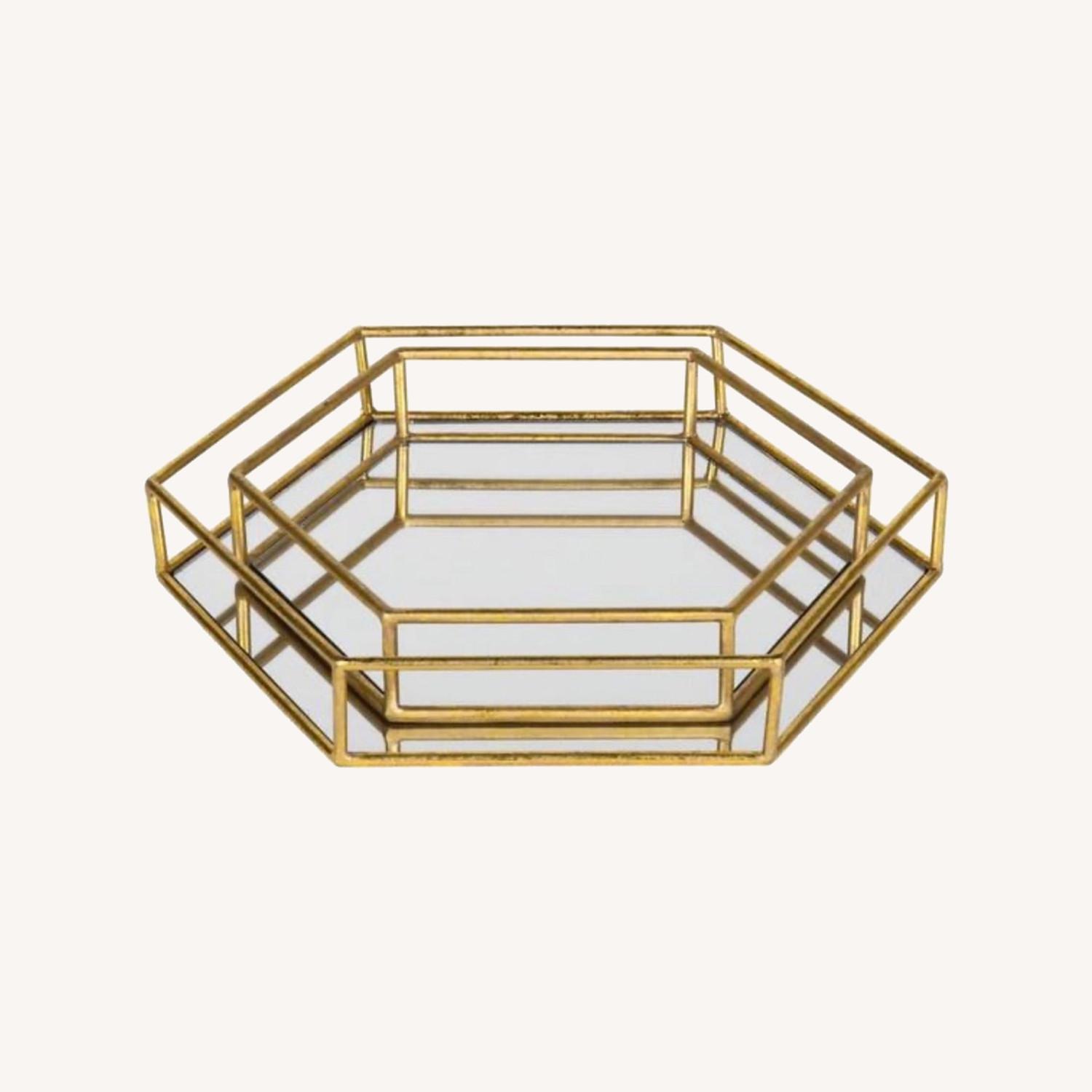 Mirrored Hexagonal Trays - Set of Two - image-0