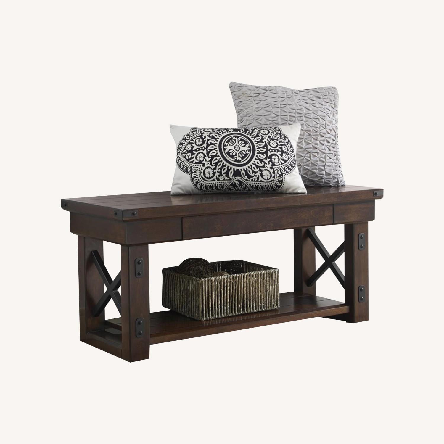 Ameriwood Wildwood Wood Veneer Entryway Bench AptDeco
