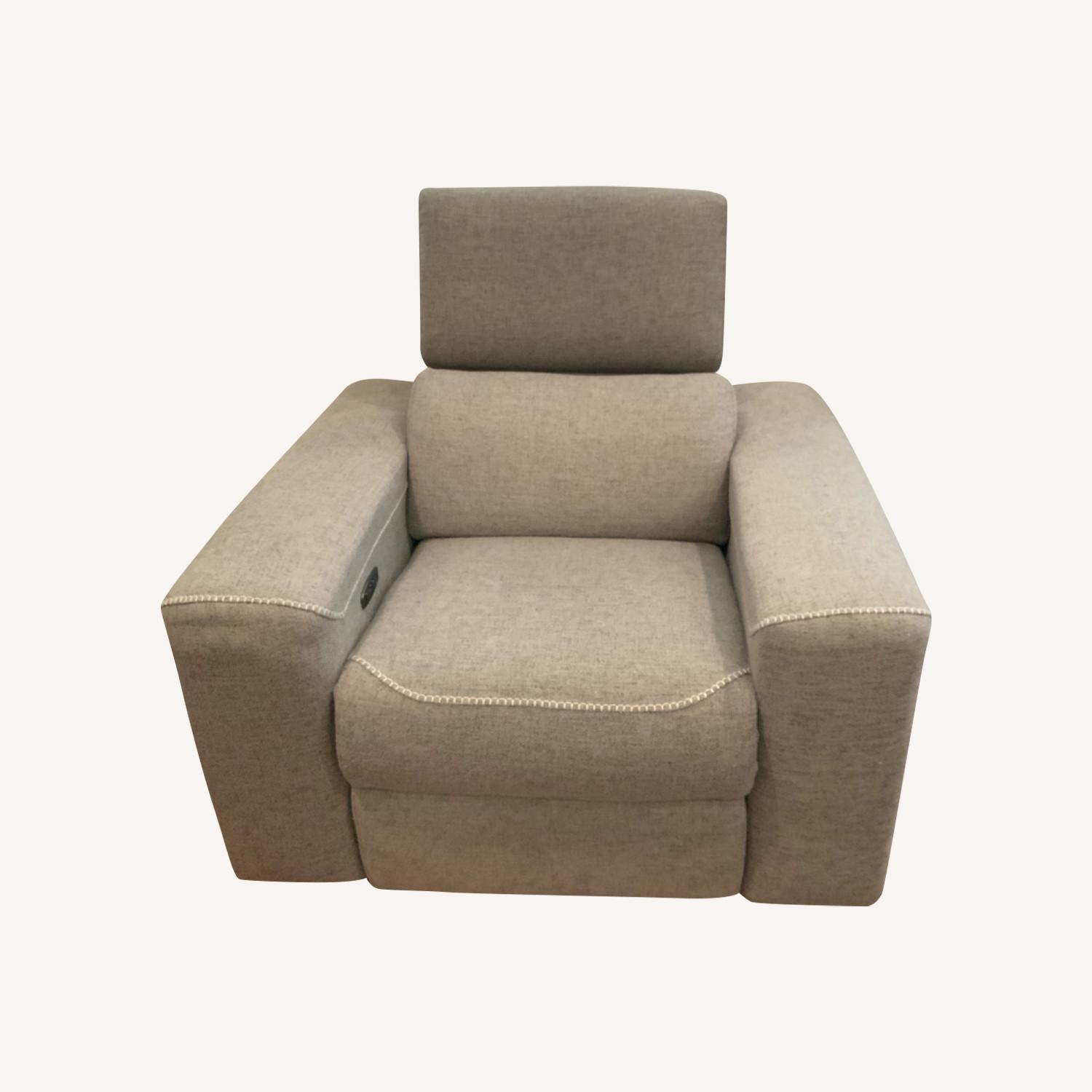 Gray Fabric Electric Reclining Sofa - image-0