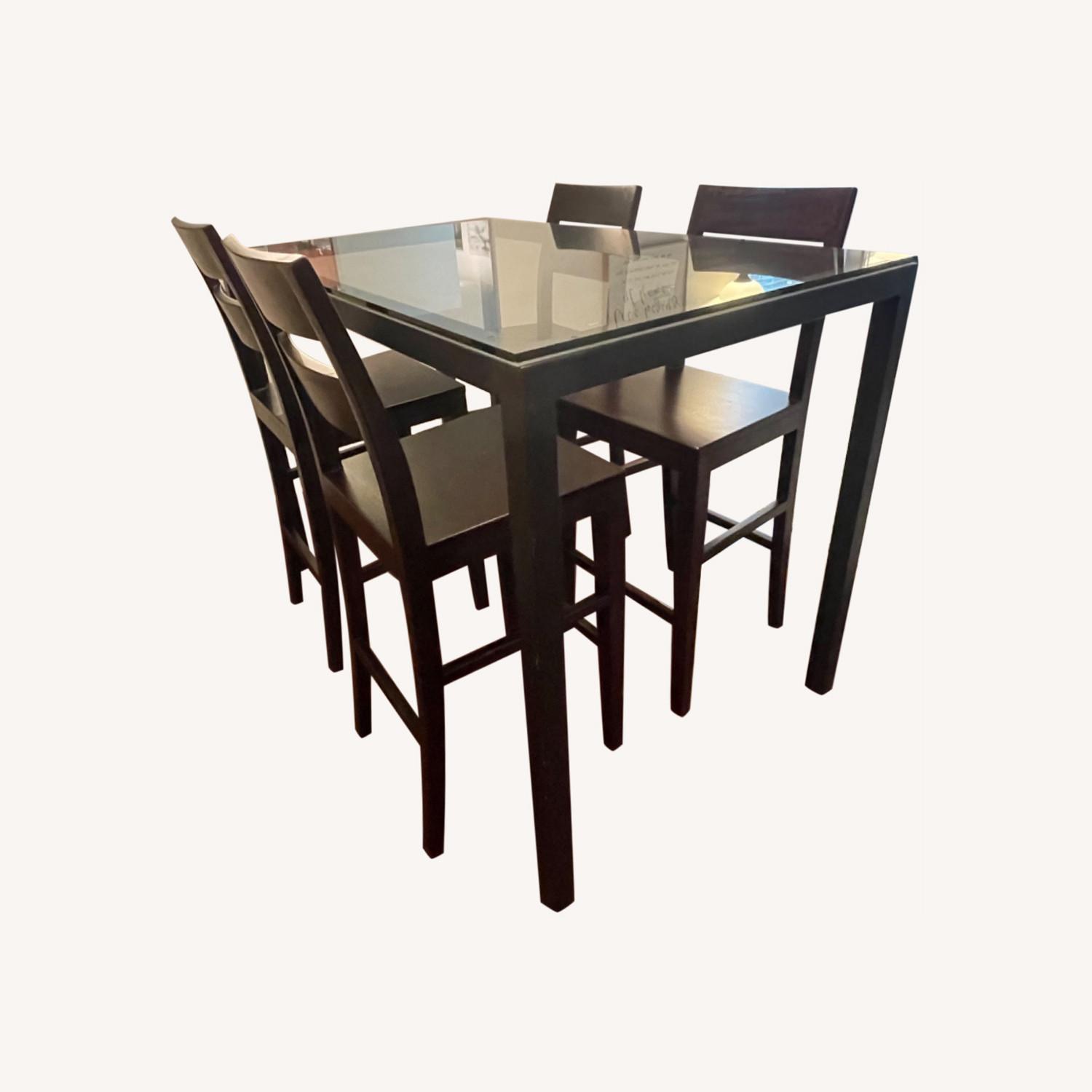 Crate & Barrel Iron & Glass Dining Table Set AptDeco