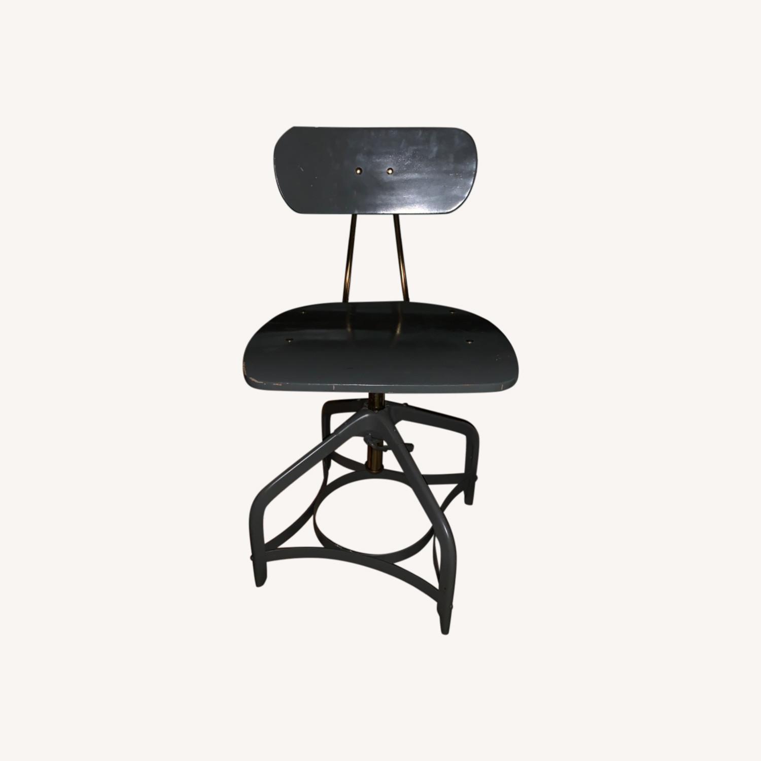 Metal and Wood Light Bluish Gray Adjustable Chair - image-0