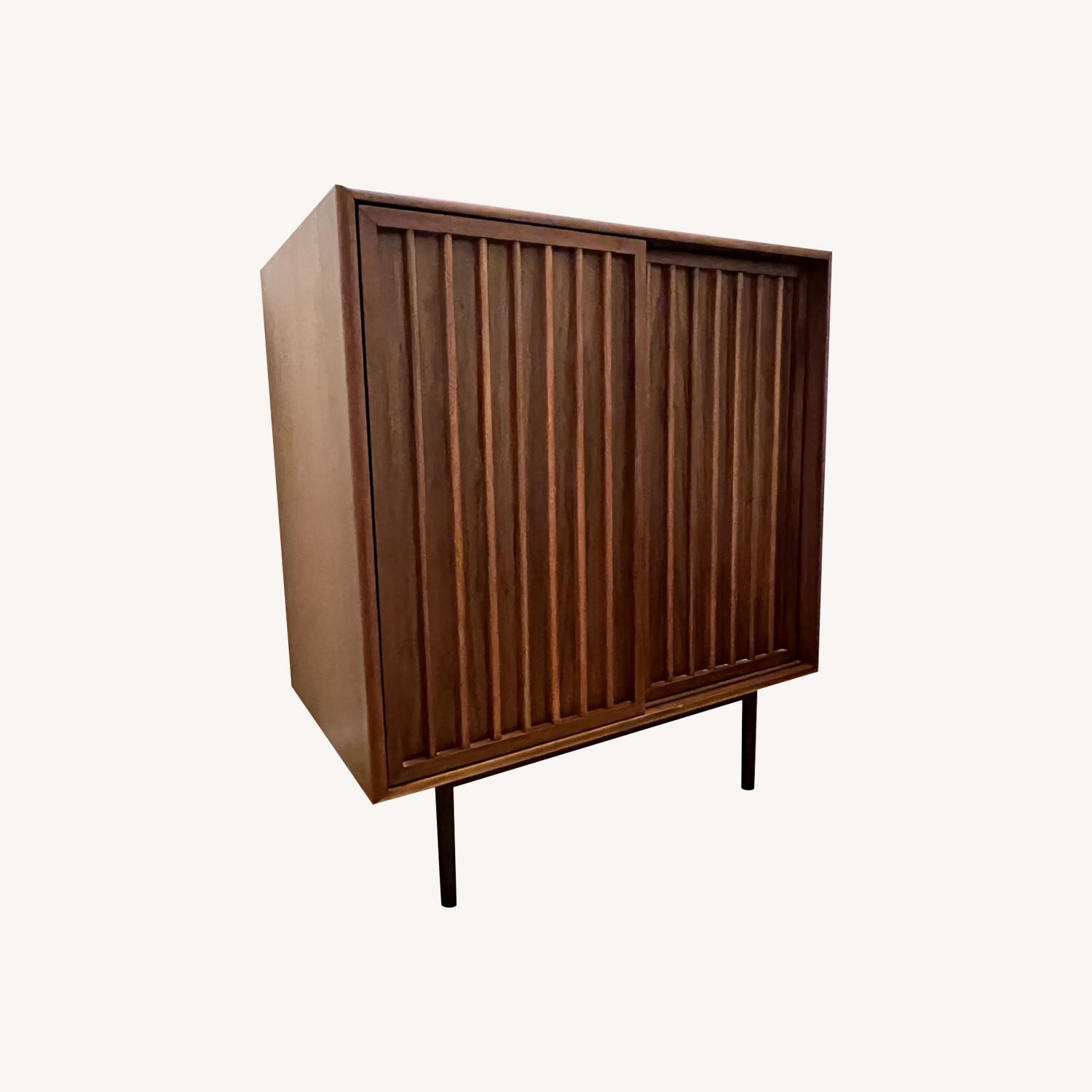 West Elm Slatted Bar Cabinet - 32" Walnut - image-0