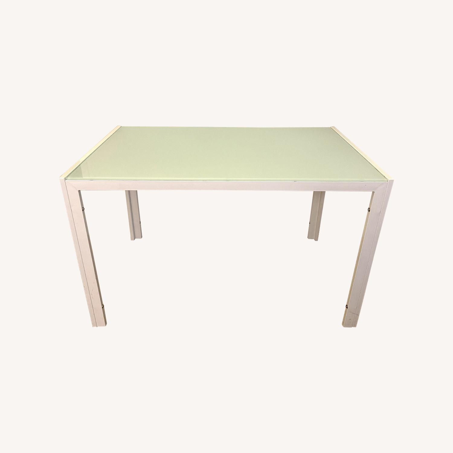 Glass Top White Dining Table - image-0