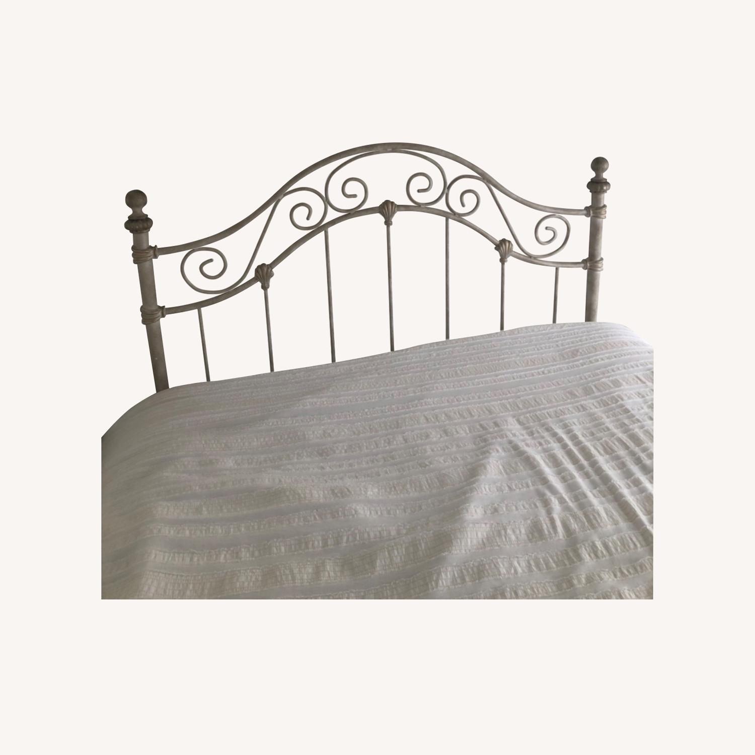Full Queen White Iron Headboard - image-0