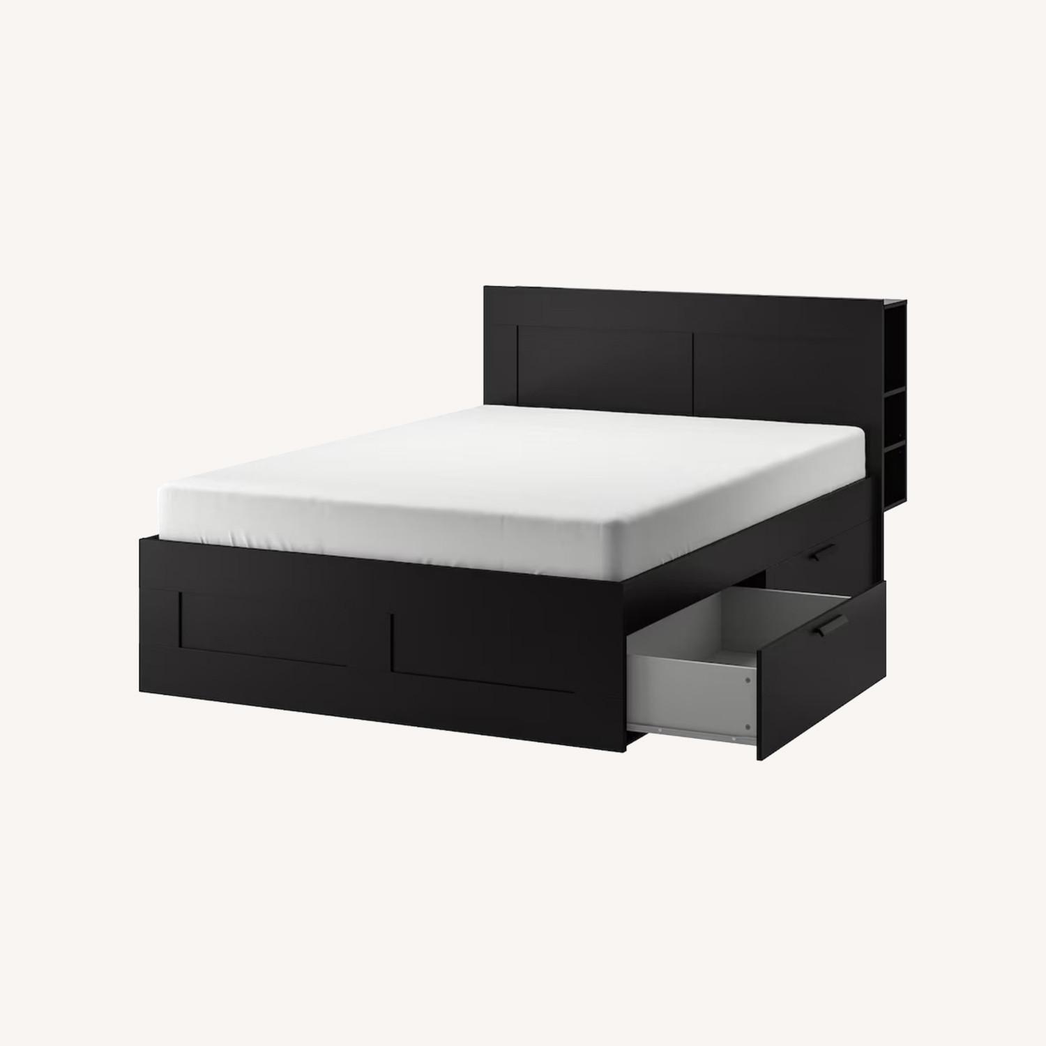 ベッドフレーム IKEA BRIMNES BRIMNES ブリムネス ベッドフレーム 収納付き, ホワイト, 90x200