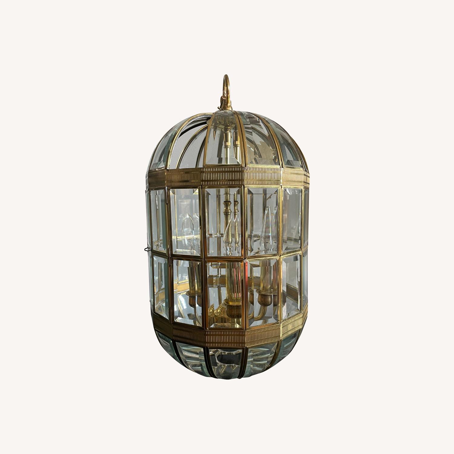 Antique / Vintage Brass Chandelier - Lantern - image-0