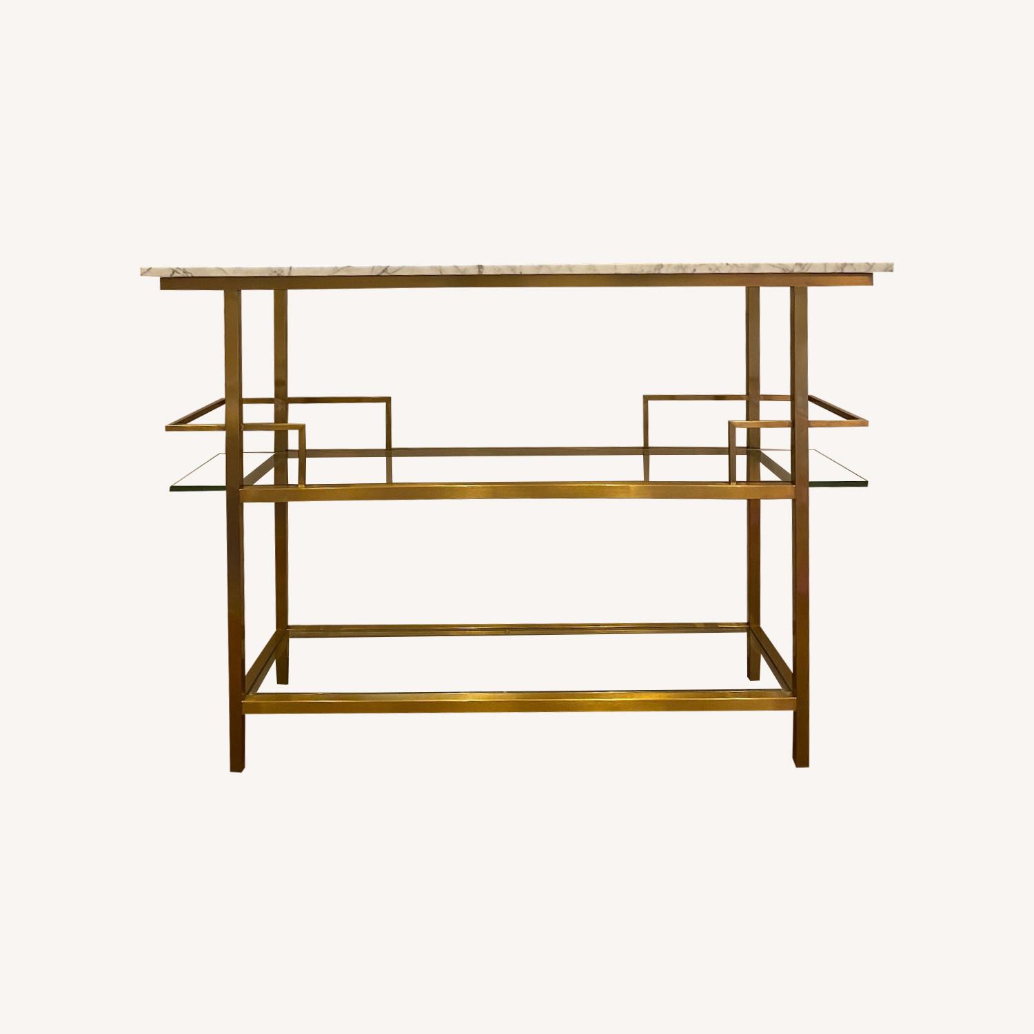 MGBW Marquis Bar w White Carrara Marble and Brass - image-0