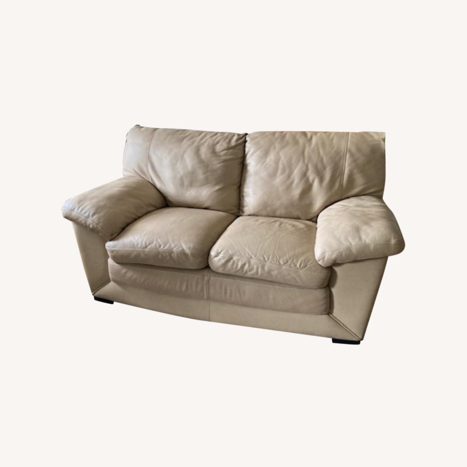 Leather Italia USA Beige Italian Leather Loveseat - image-0