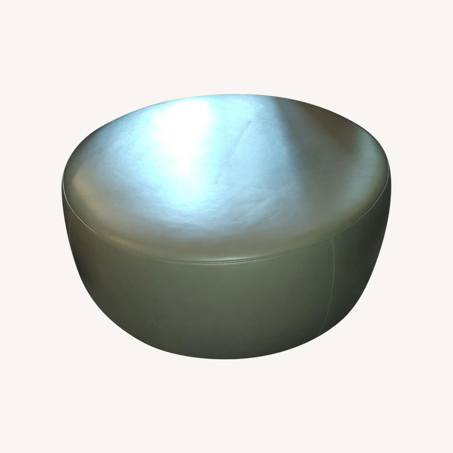 Room & Board Grey Leather Pouf - image-0