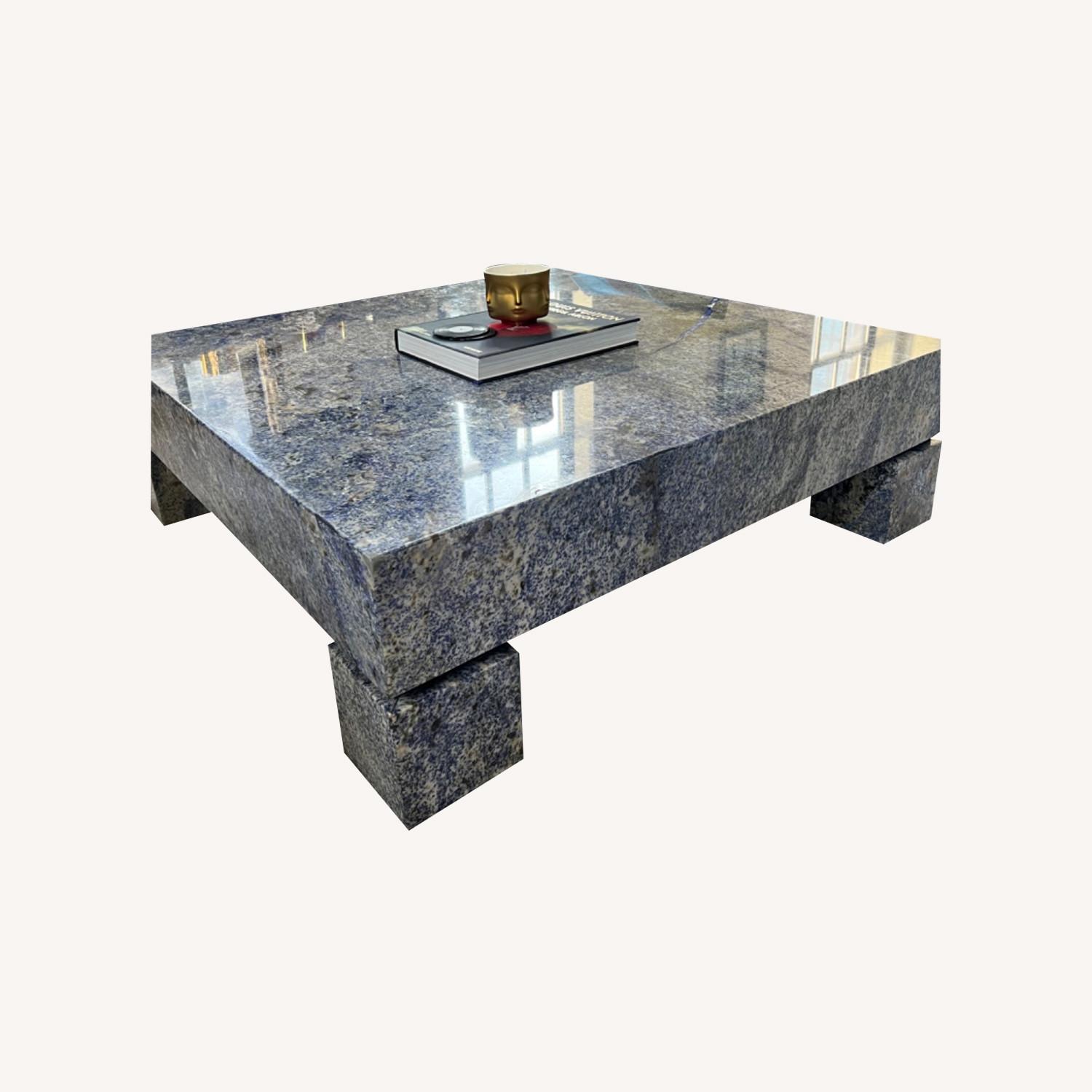 Low Blue and Green Square Granite Coffee Table - image-0