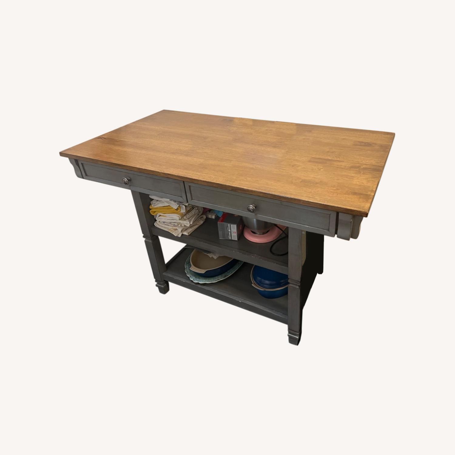 Antique Gray Prep Table w Stools - image-0