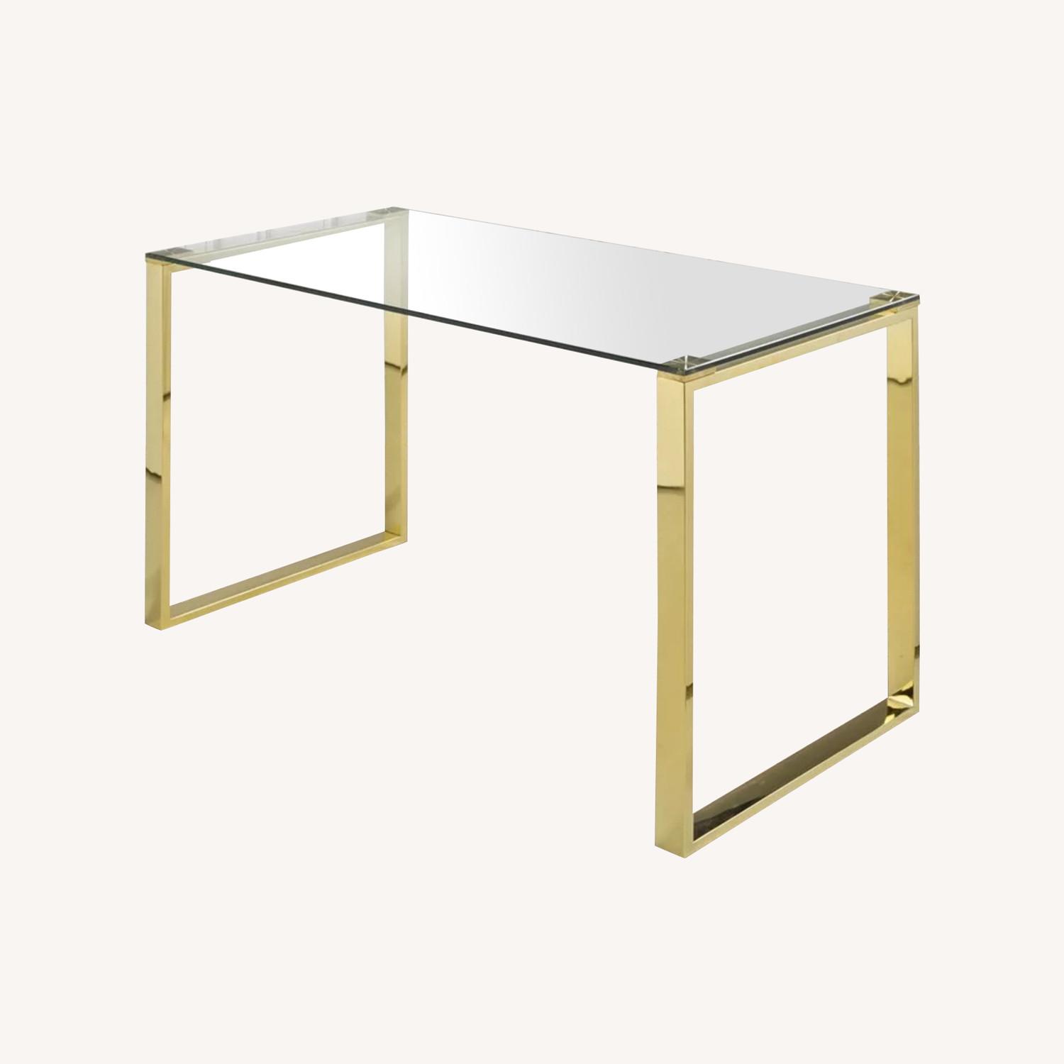 Wayfair Mercer 41 Desk Glass Top with Gold Legs 48x24 - image-0