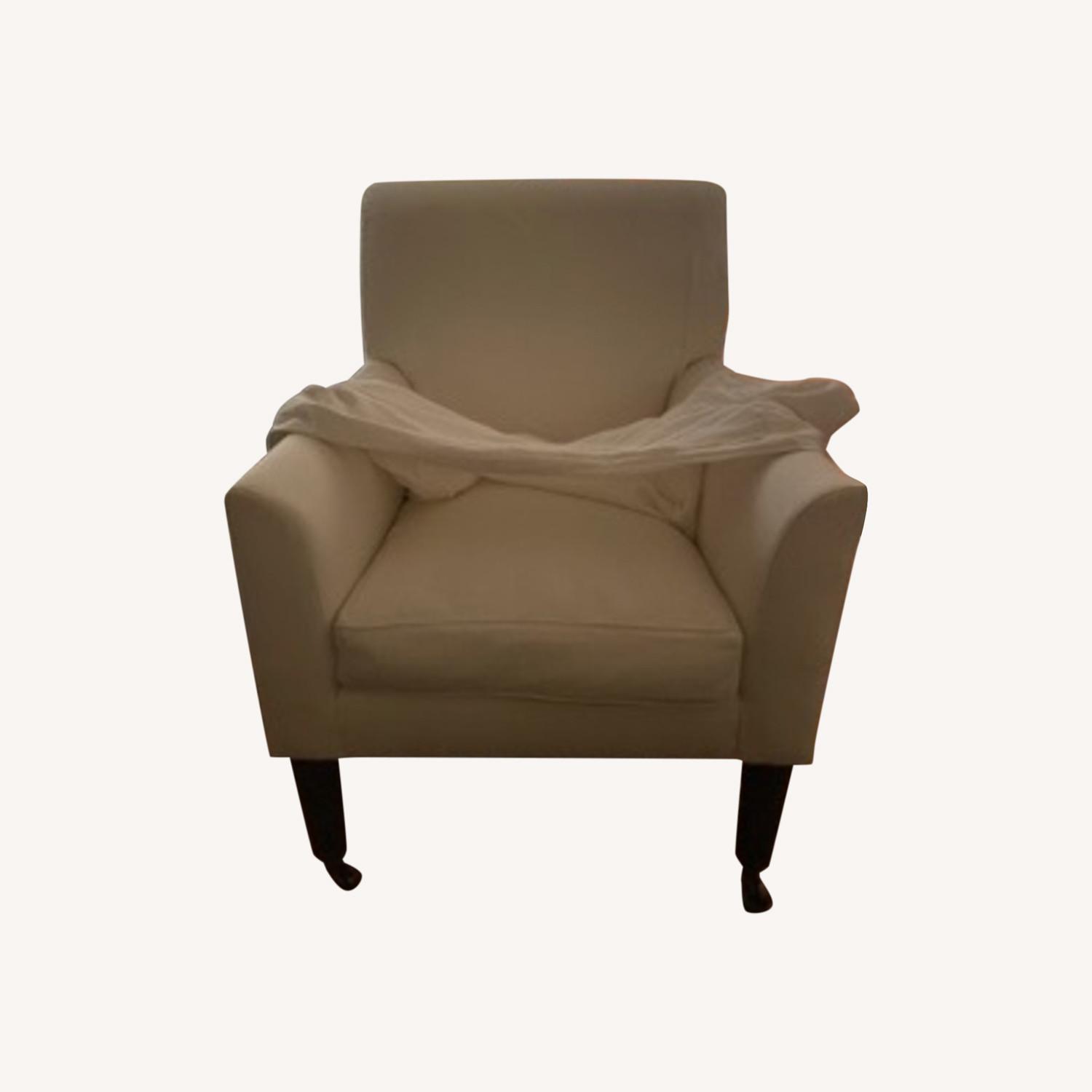 White Fabric Armchair Removable Linen Cover - image-0