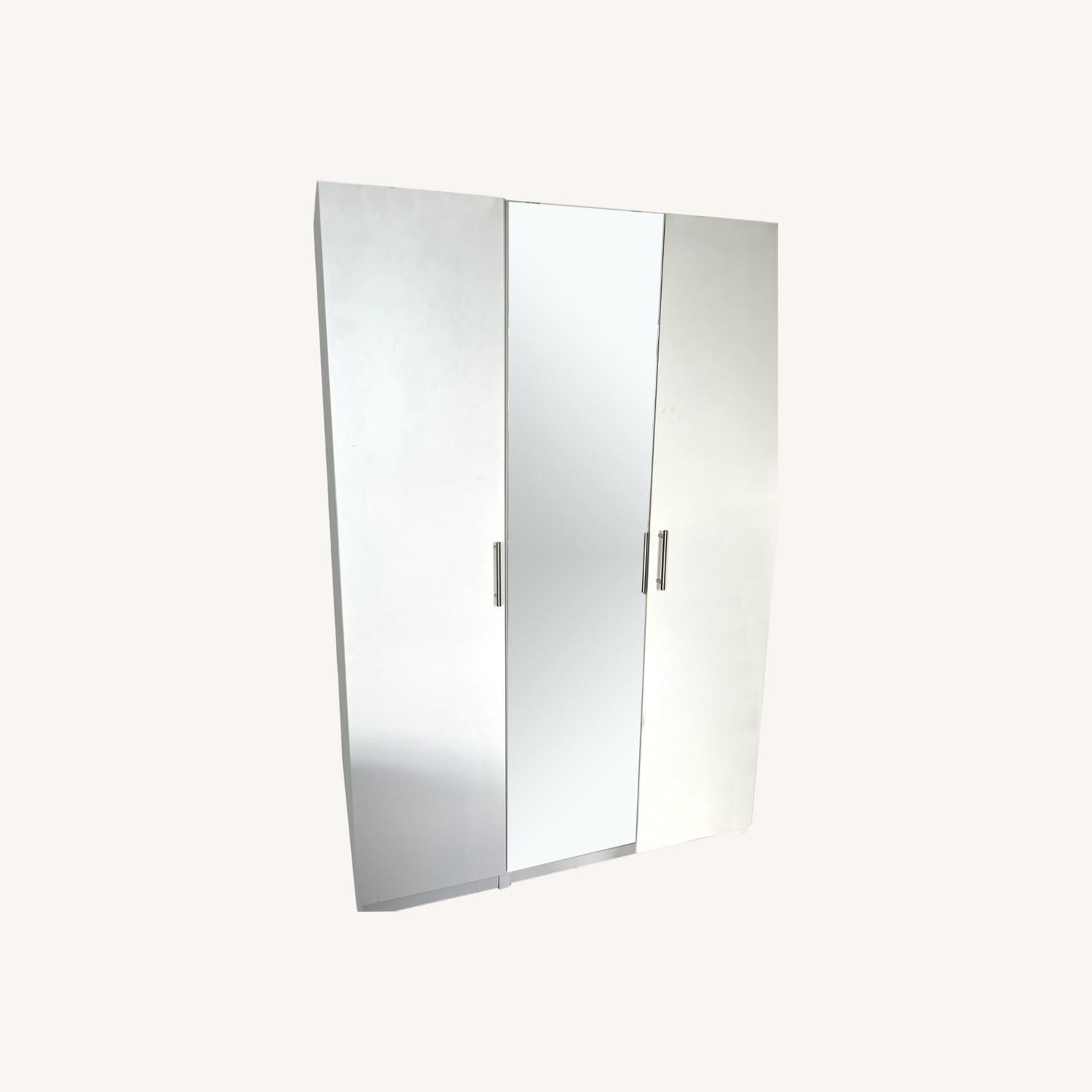 White 3-Door Wardrobe with Mirror - image-0