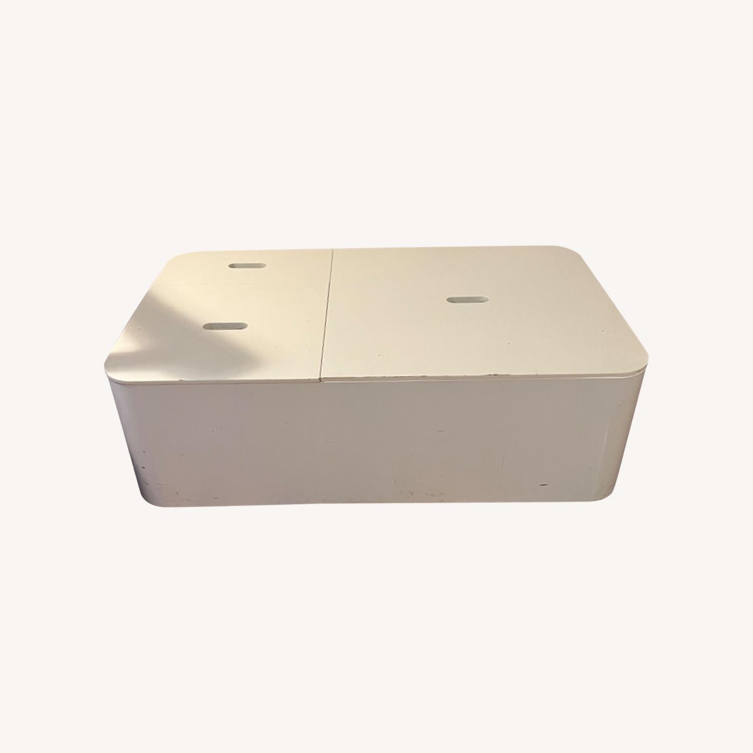 Modern White Storage Coffee Table - AptDeco