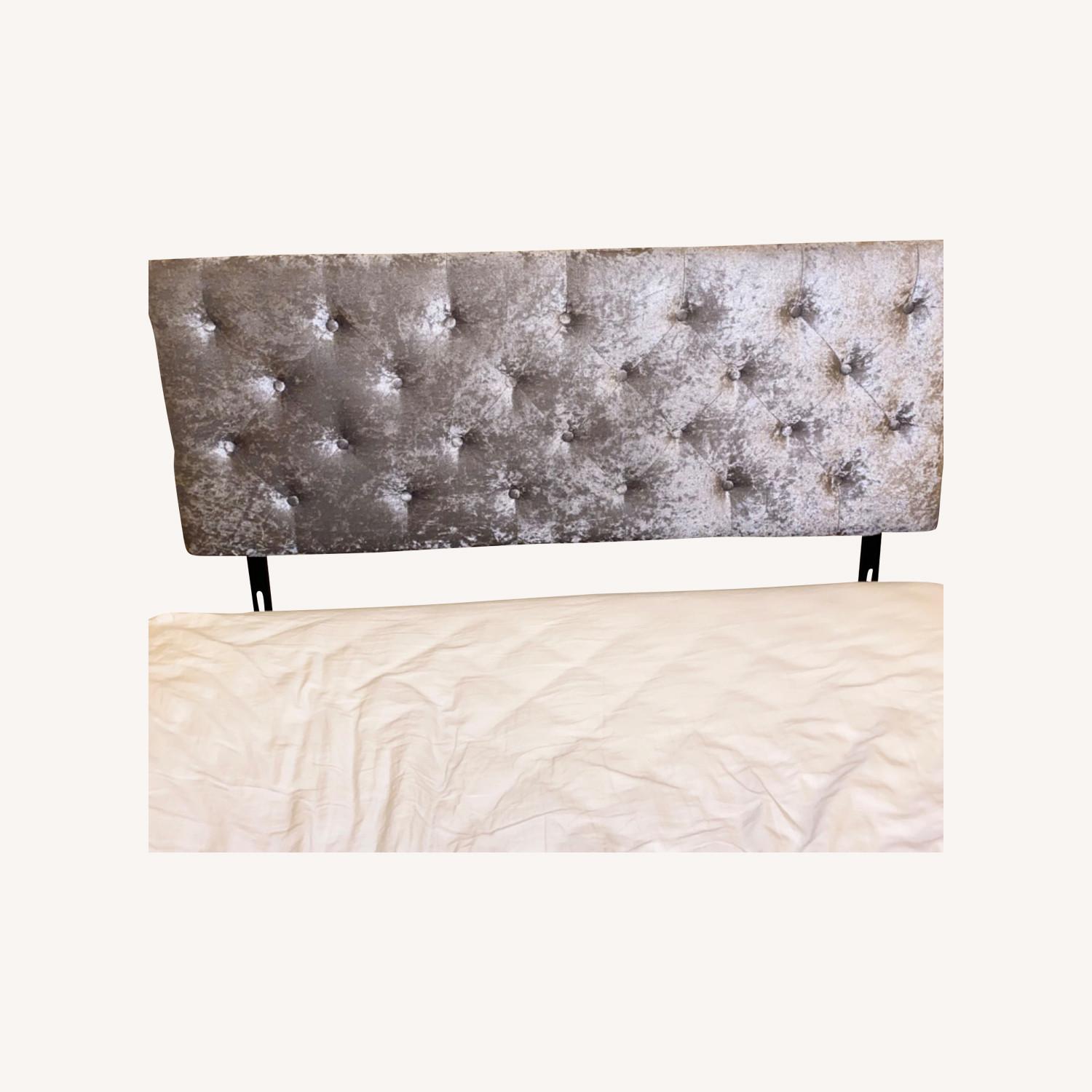 Silver Velvet Queen Size Headboard - image-0