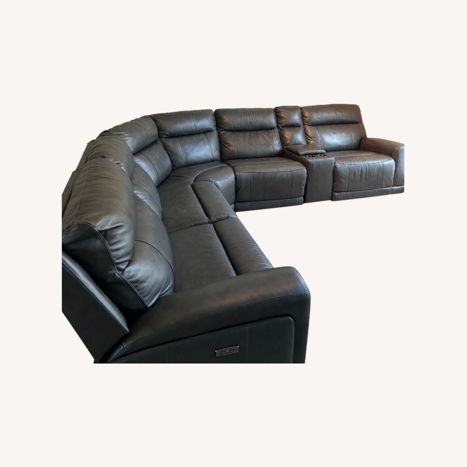 Power Recliner Leather Couch - image-0