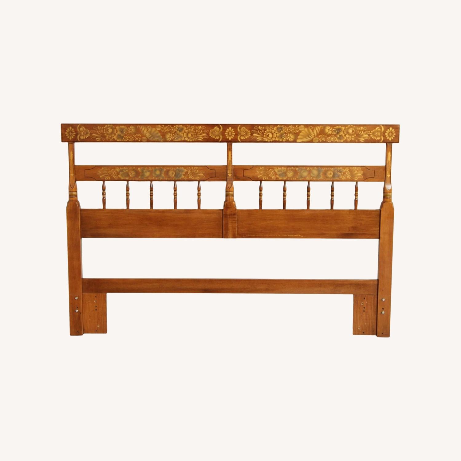 L. Hitchcock Vintage Cock Painted Queen Headboard - image-0