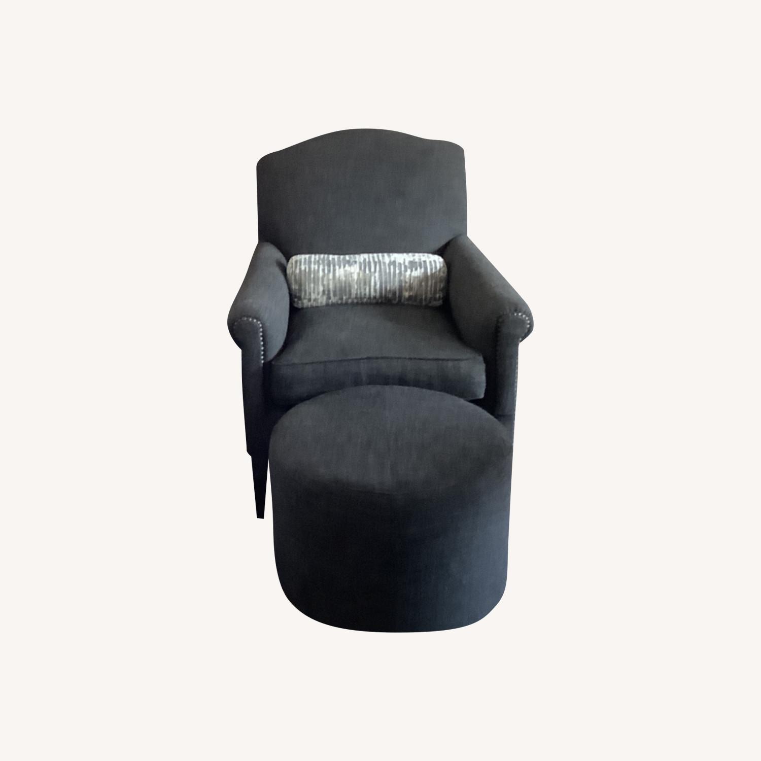 Black Restoration Hardware Arm Chair and Ottomans - image-0