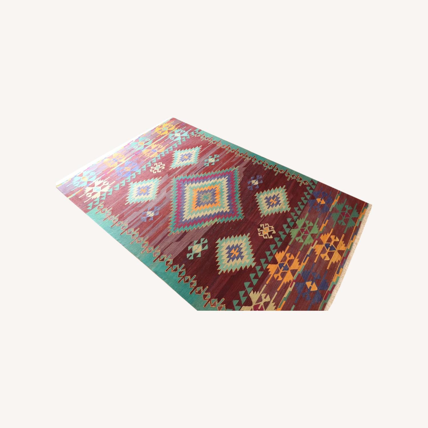 1960s Handwoven Coastal Modern Wool Kilim - image-0