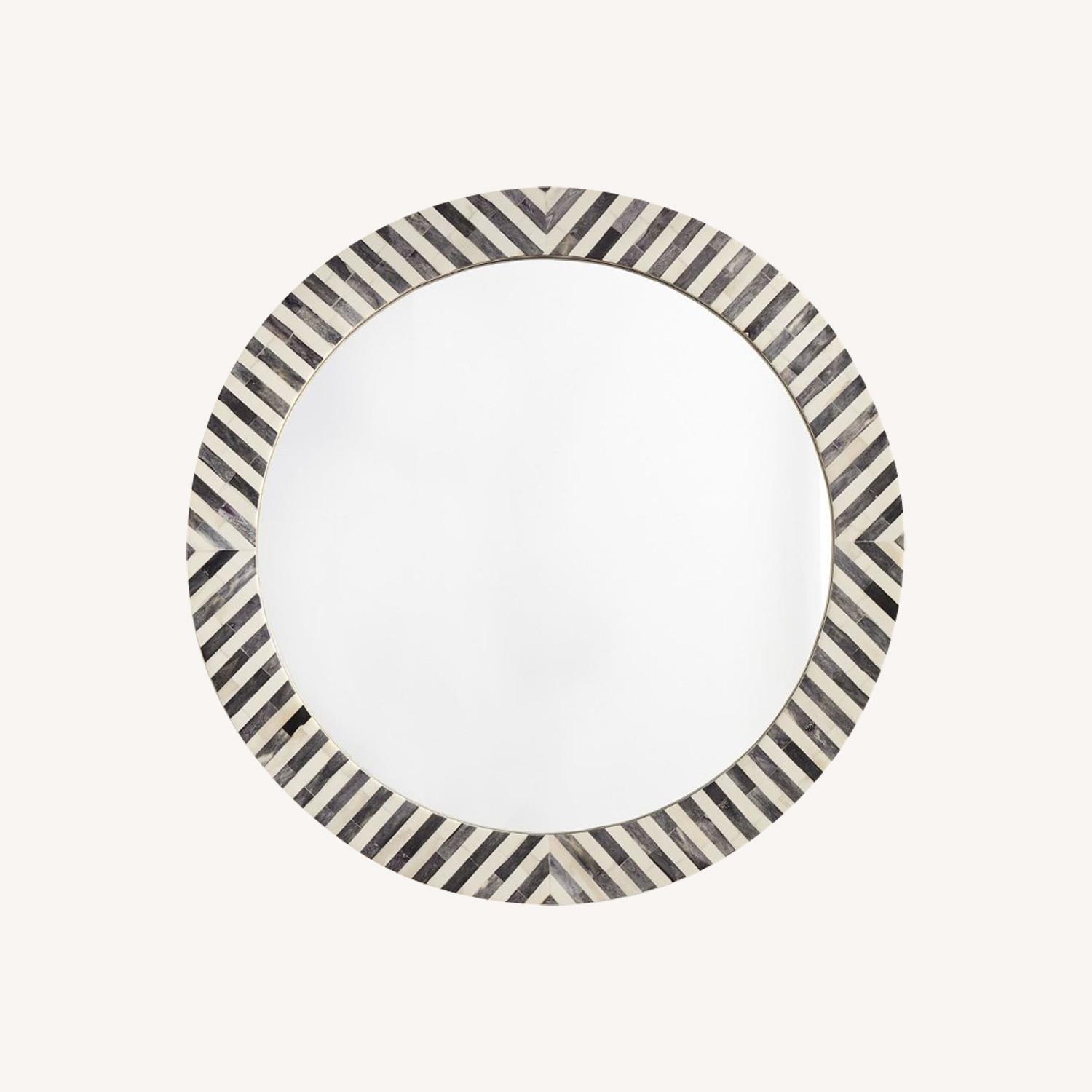 West Elm Parsons Gray Bone Inlay Round Mirror -30" - image-0
