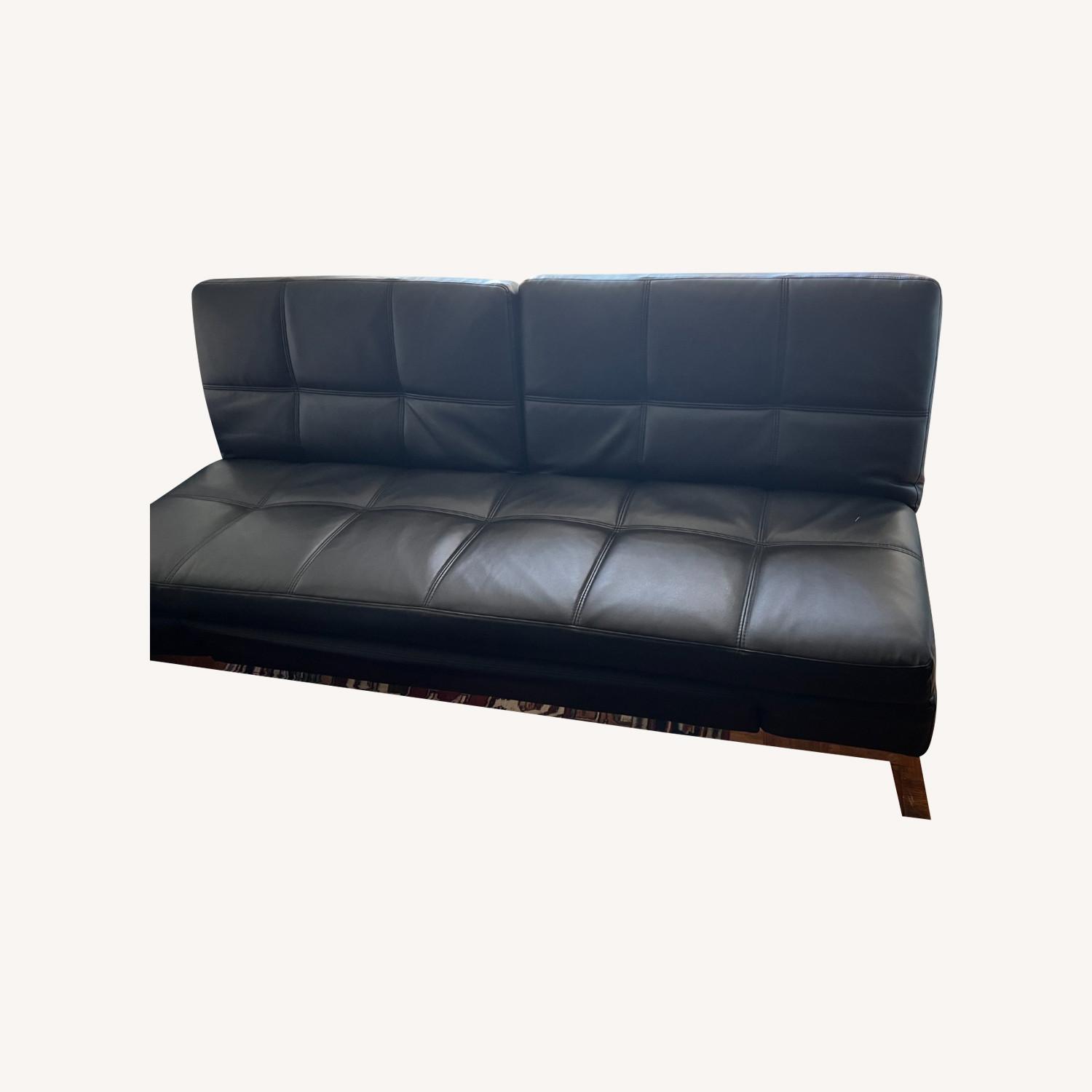 Black Leather Toggle Sleeper Couch from Coddle - image-0