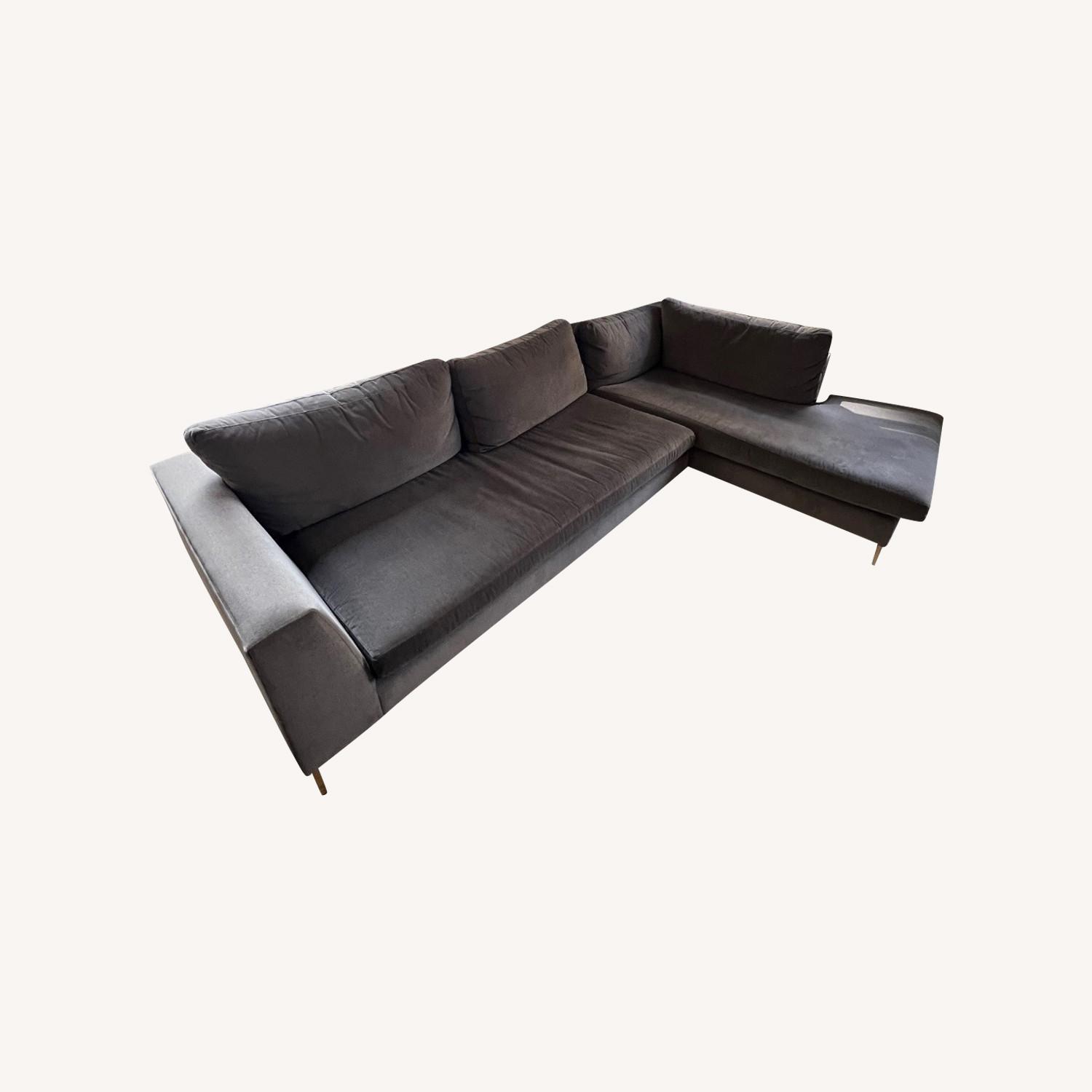 Cobble Hill Boutique Sectional With Brass Legs - image-0