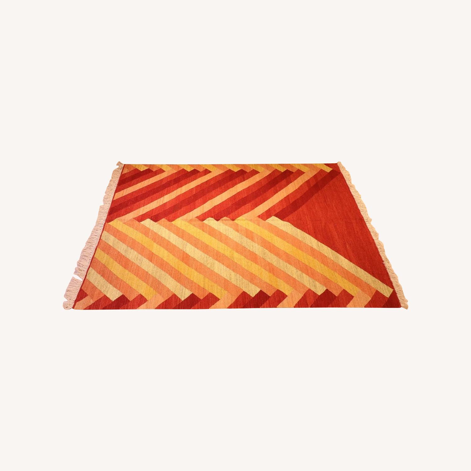 Turkish Hand-Knotted Art Deco Rug - image-0