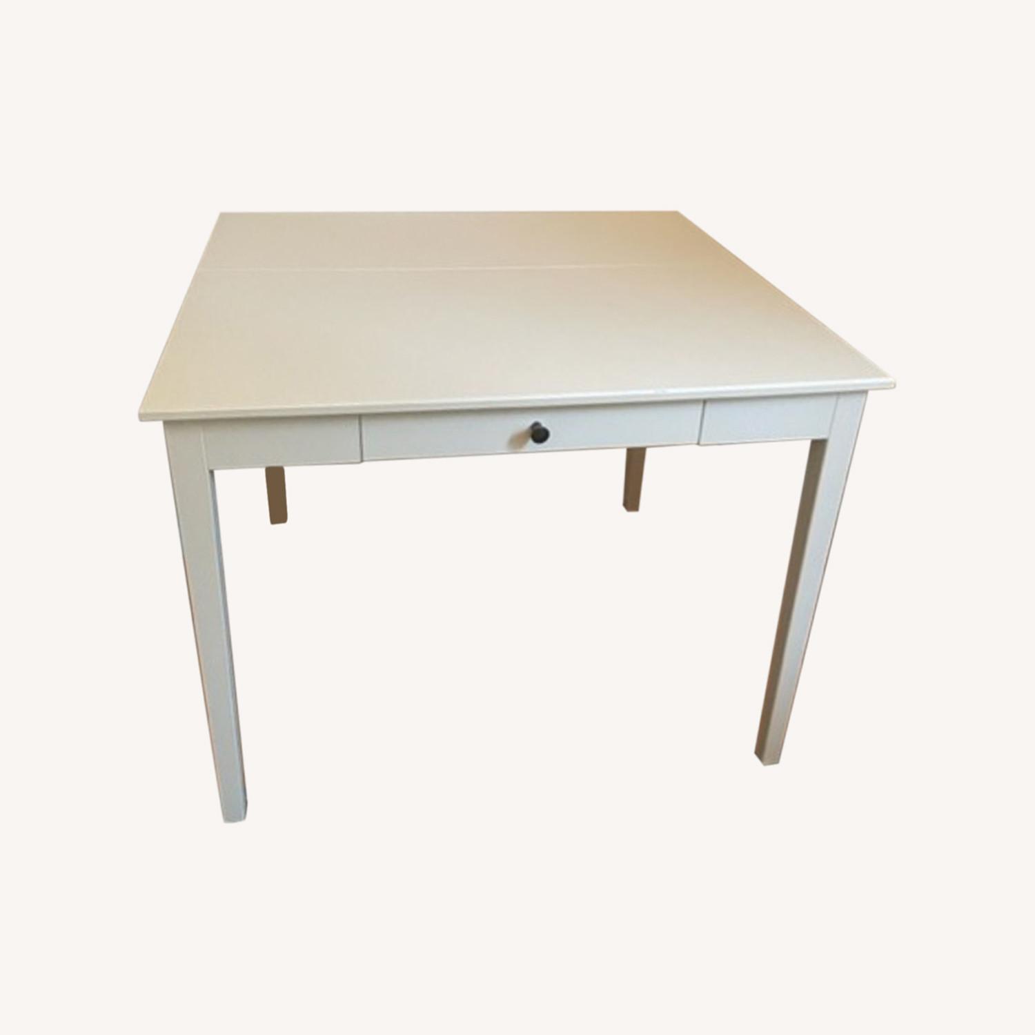 White Drop-Leaf Table with drawer - image-0