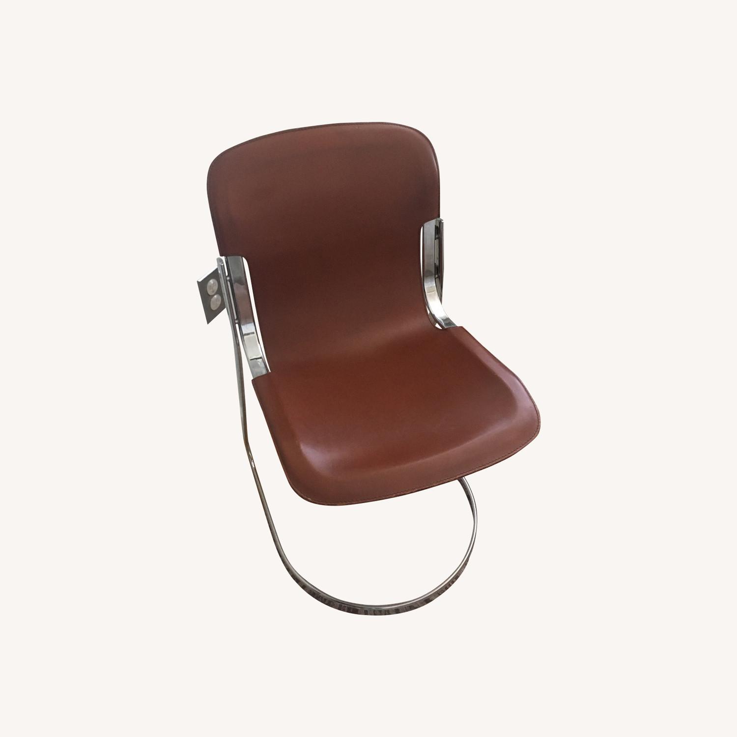Willy Rizzo Attributed Leather and Chrome Chair - image-0