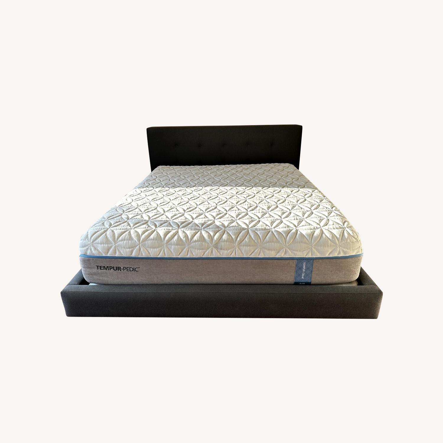Crate & Barrel Charcoal Tate Queen Bed - image-0