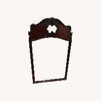 Dark Walnut Carved Top Antique Wall Mirror