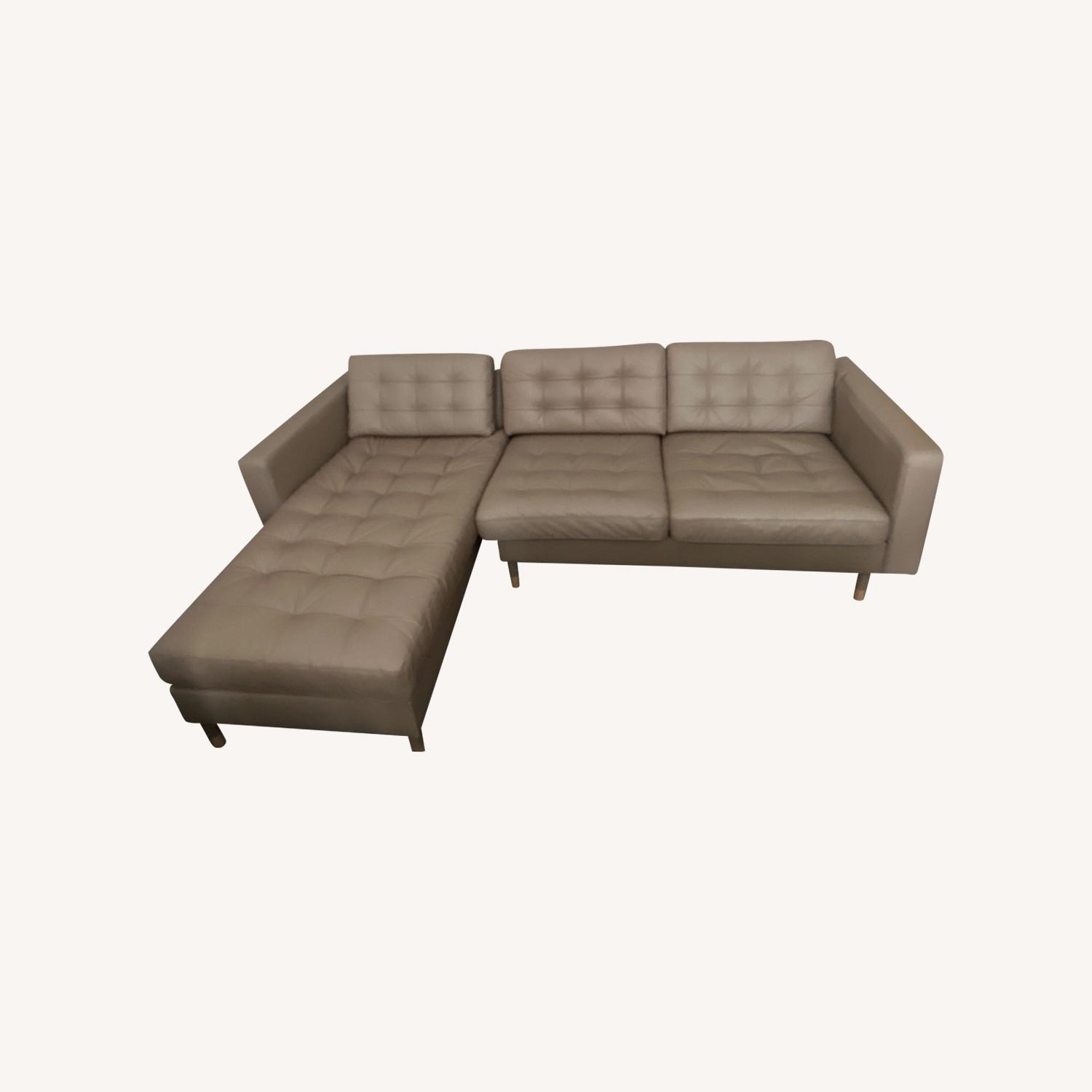 Leather IKEA Sofa with Lounge Section - image-0