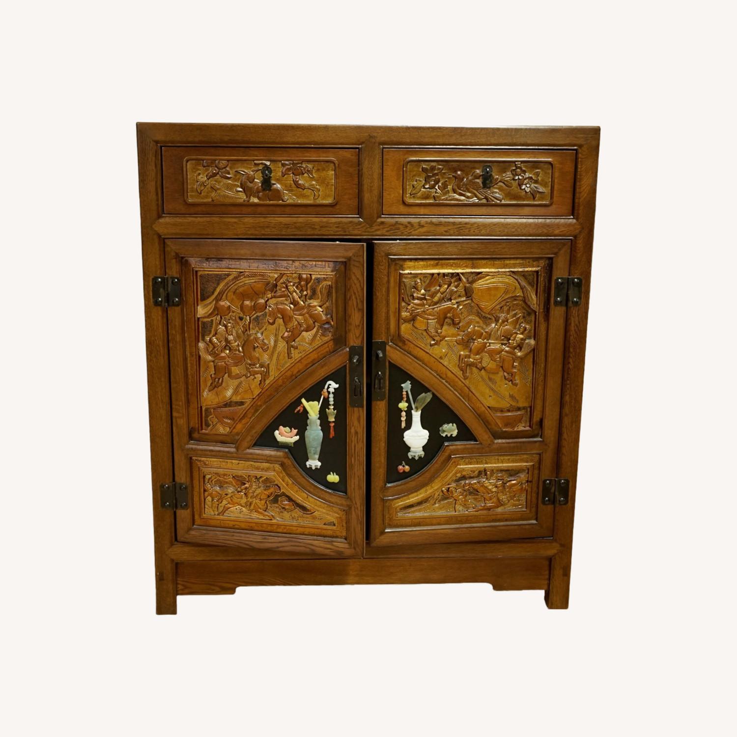 Chinese Side Cabinet with Fretwork and Drawers - image-0
