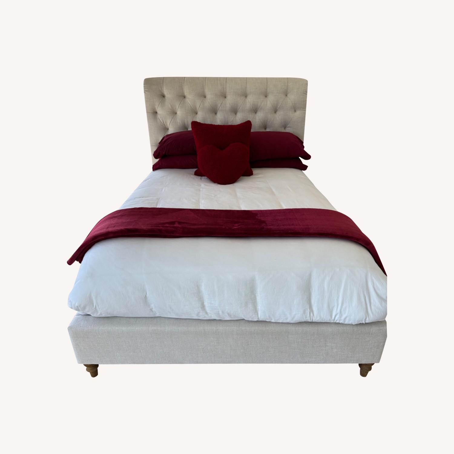 Restoration Hardware Light Grey Fabric Bed - image-0