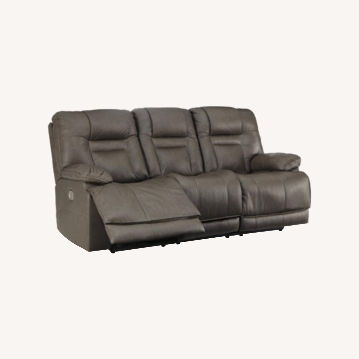 Leather Power Reclining Sofa - image-0