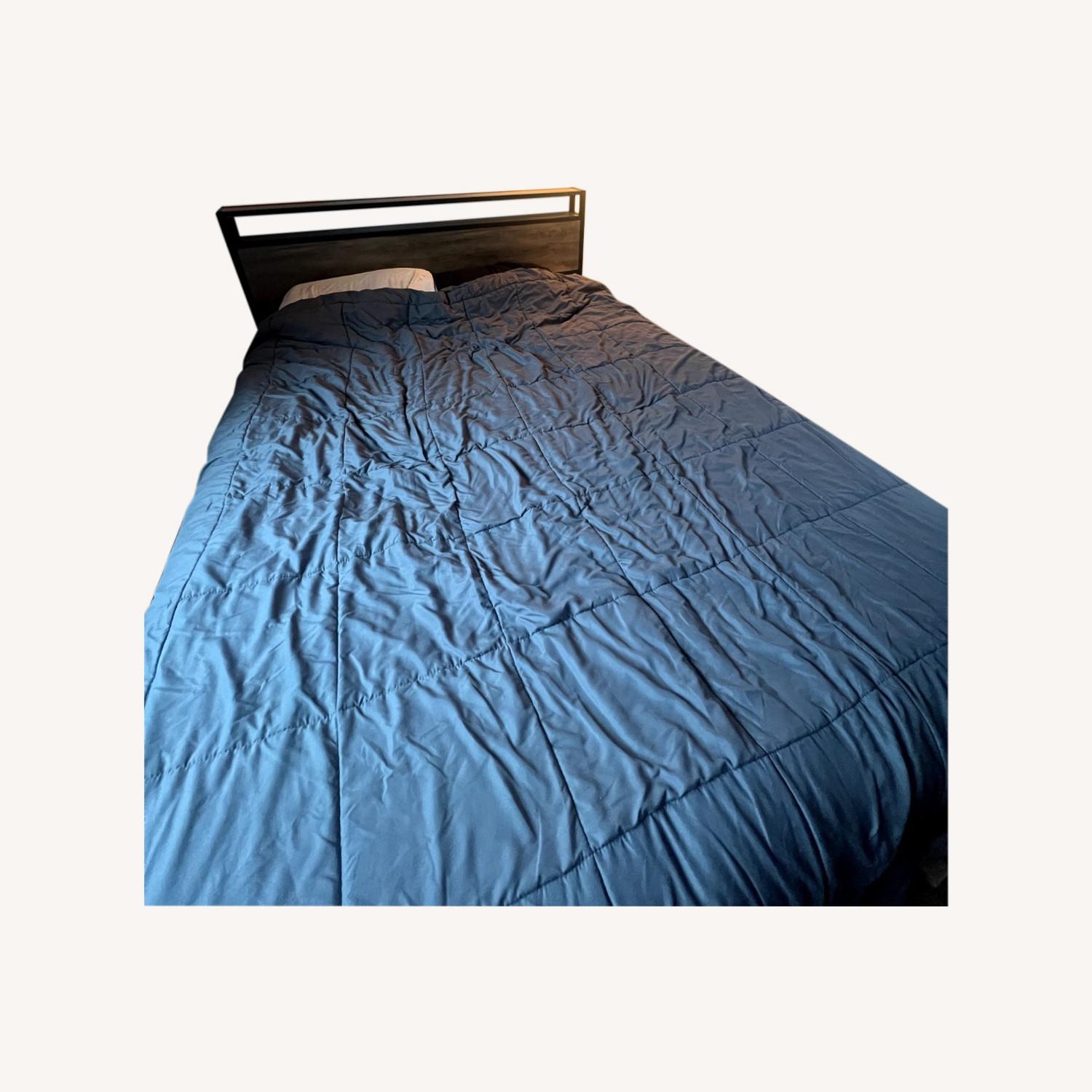 Queen Bed Frame, Headboard with Shelf - image-0