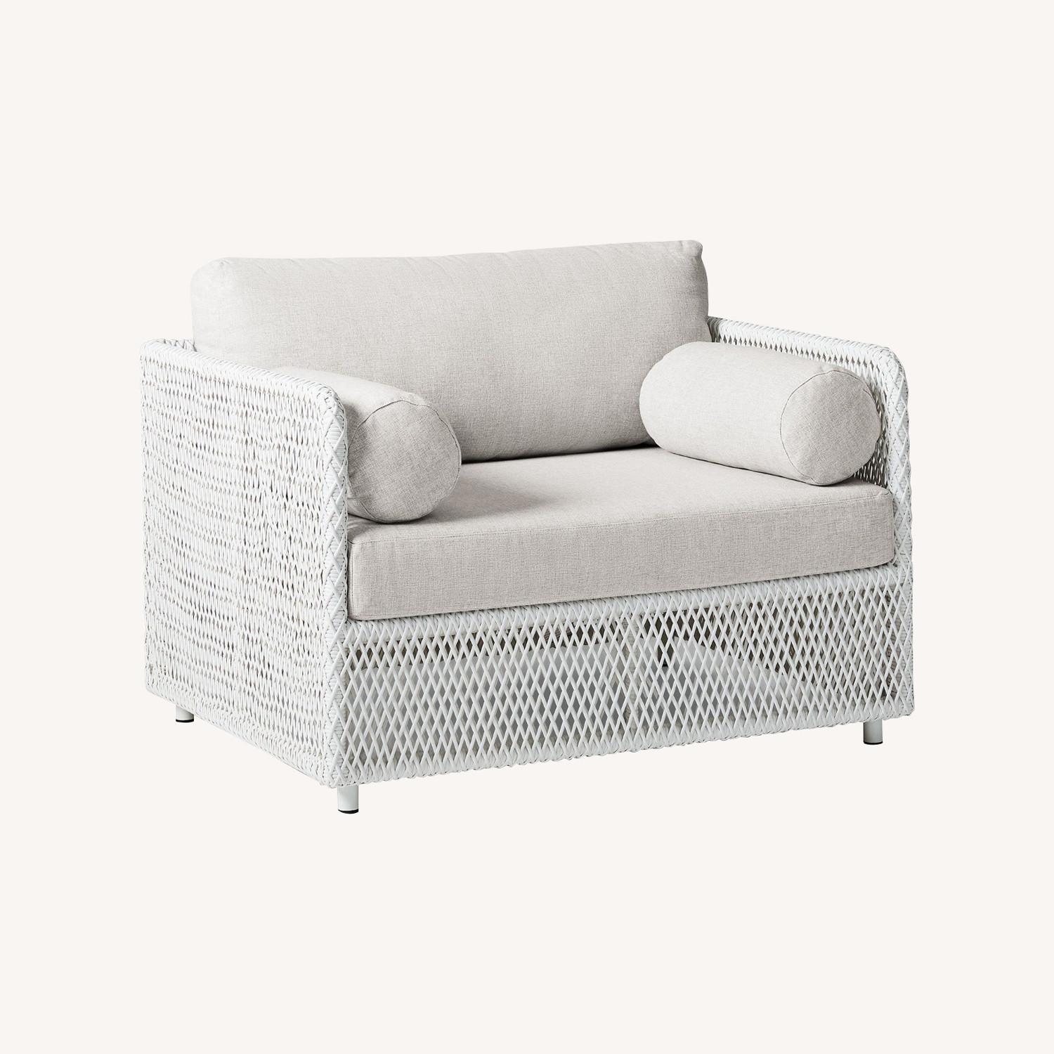 West Elm Coastal Outdoor Lounge Chair White AptDeco