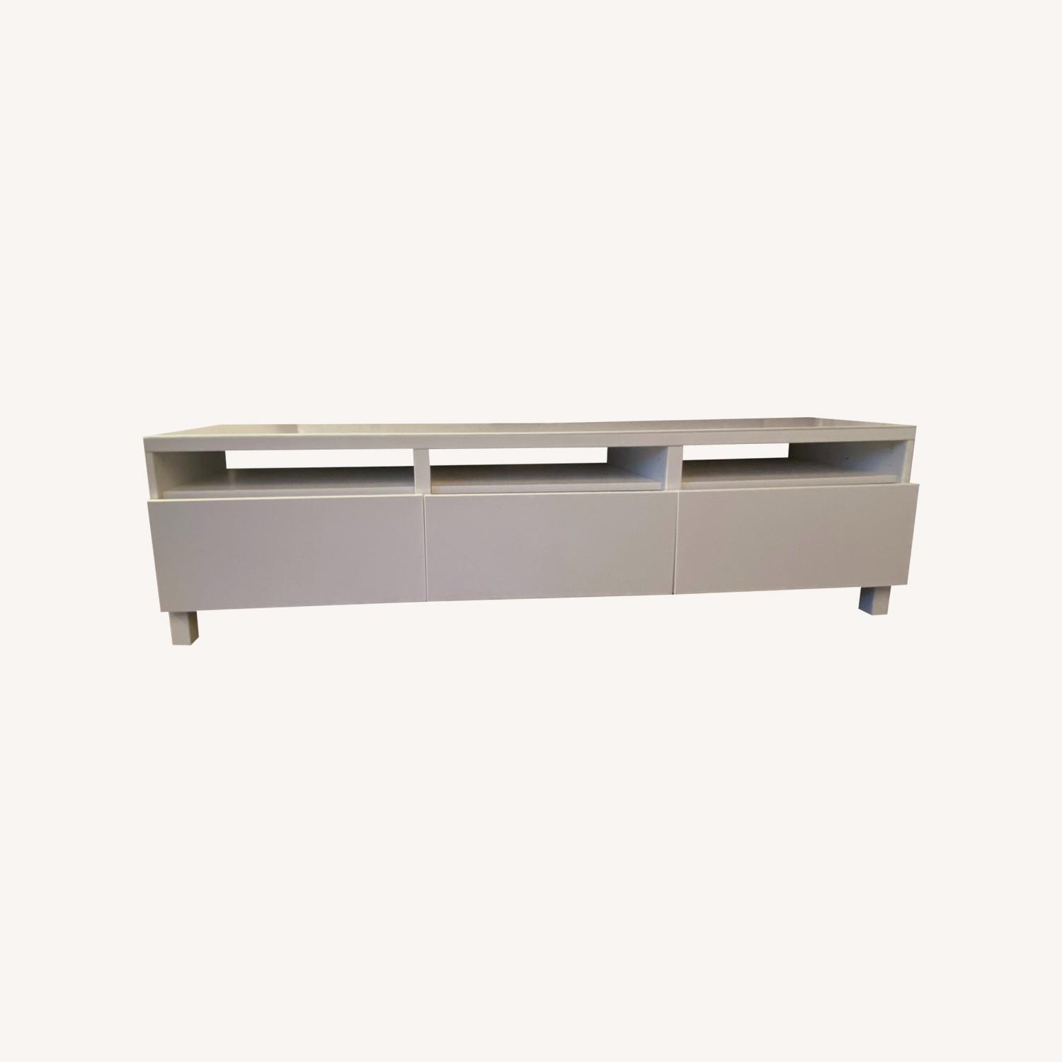 IKEA BESTA Media Unit - White - Glass Top - image-0