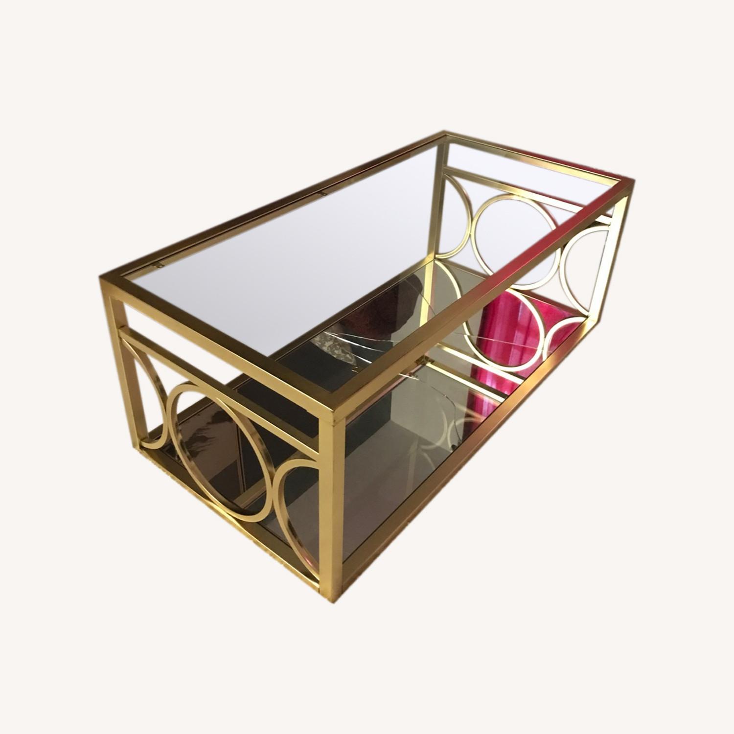 Gold and Glass Coffee Table - image-0