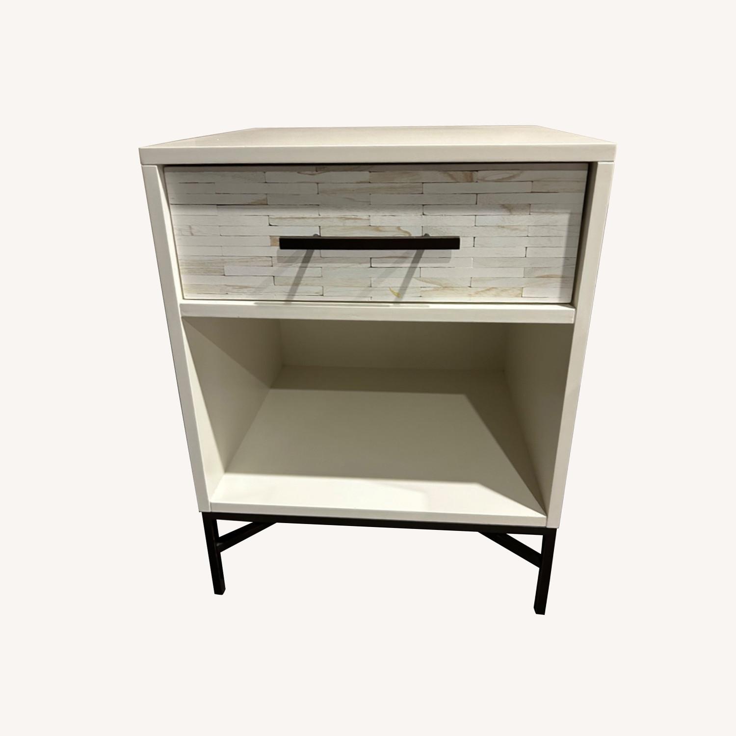 West Elm White Tile End Table - image-0