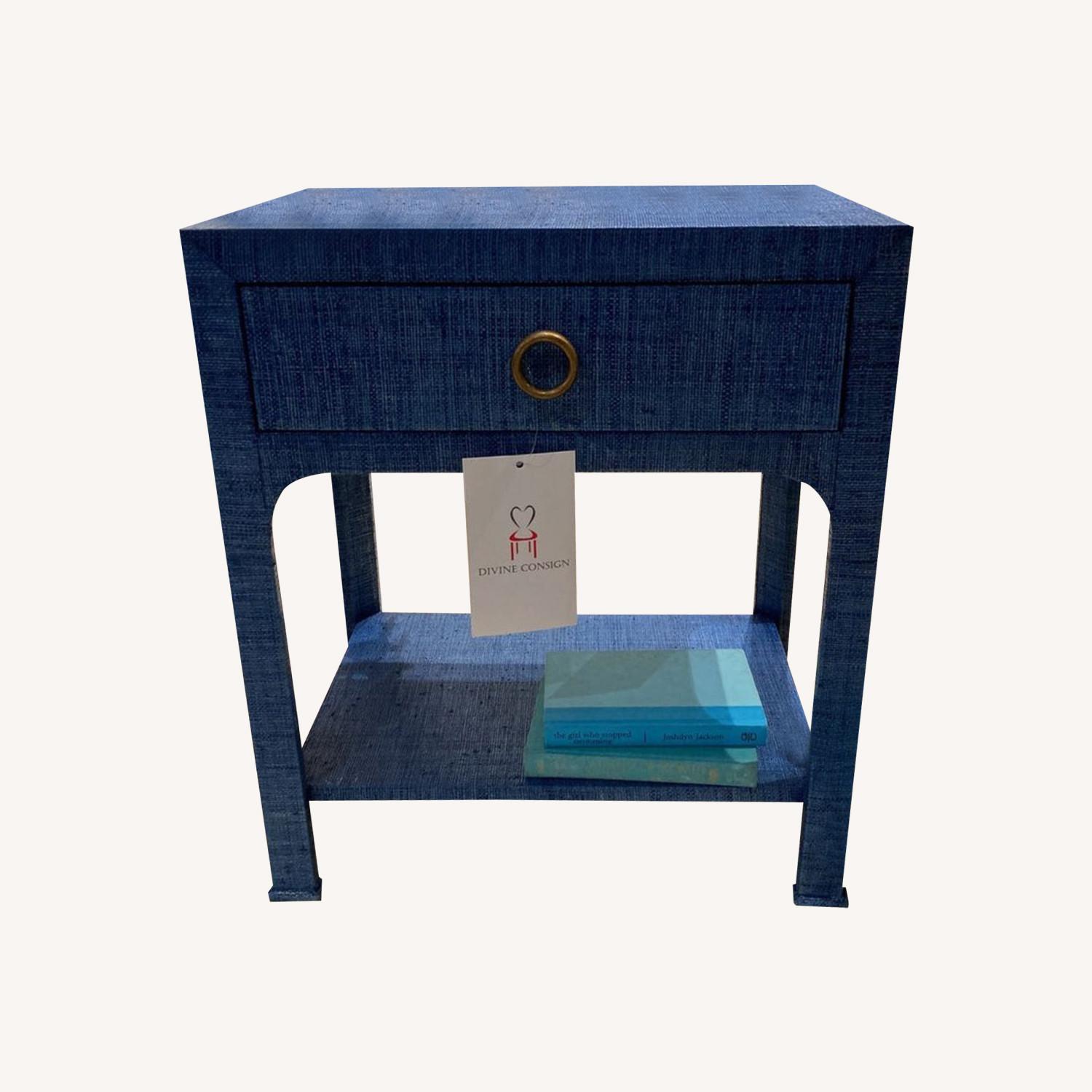 Kos 1Drawer Raffia Nightstand Blue AptDeco