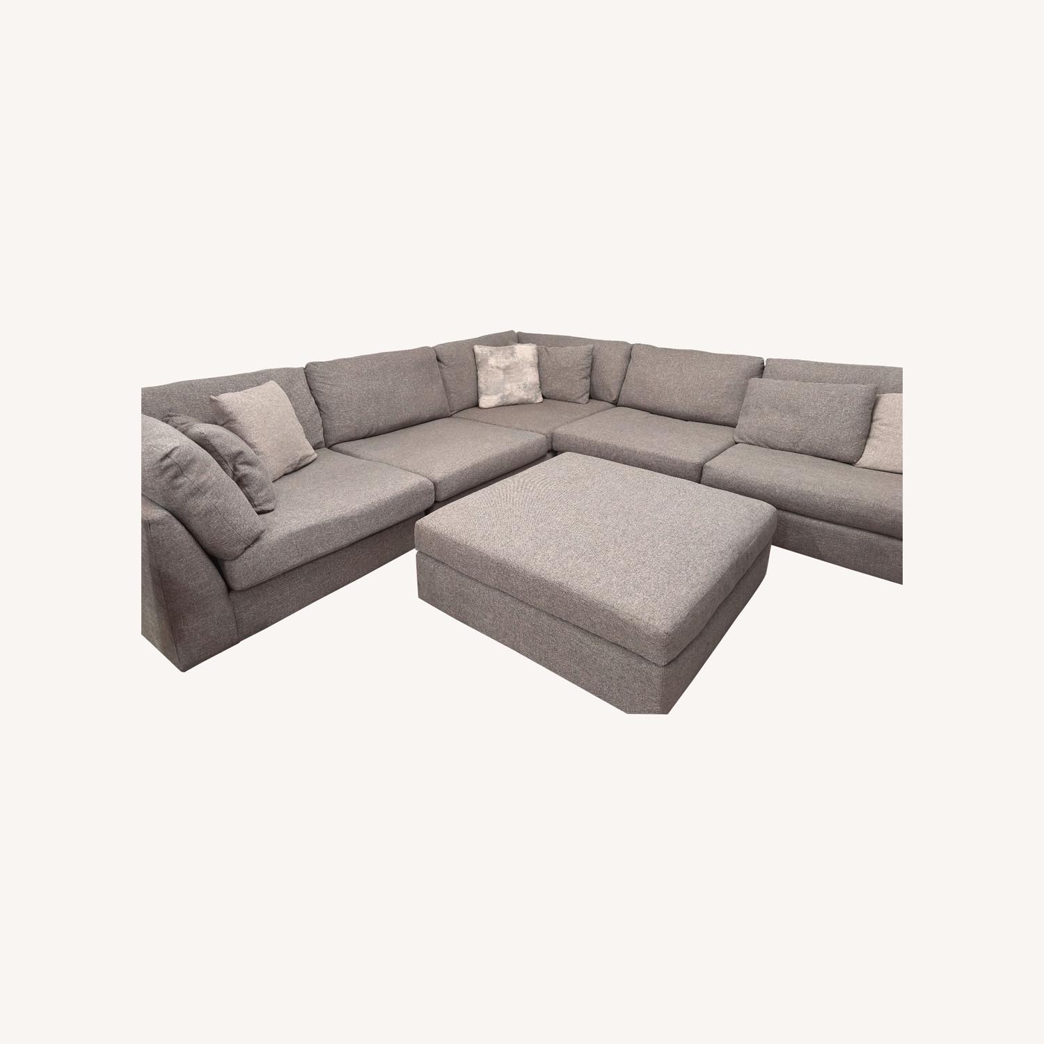 5 Piece Contemporary Sectional with Chaise Ottoman - image-0