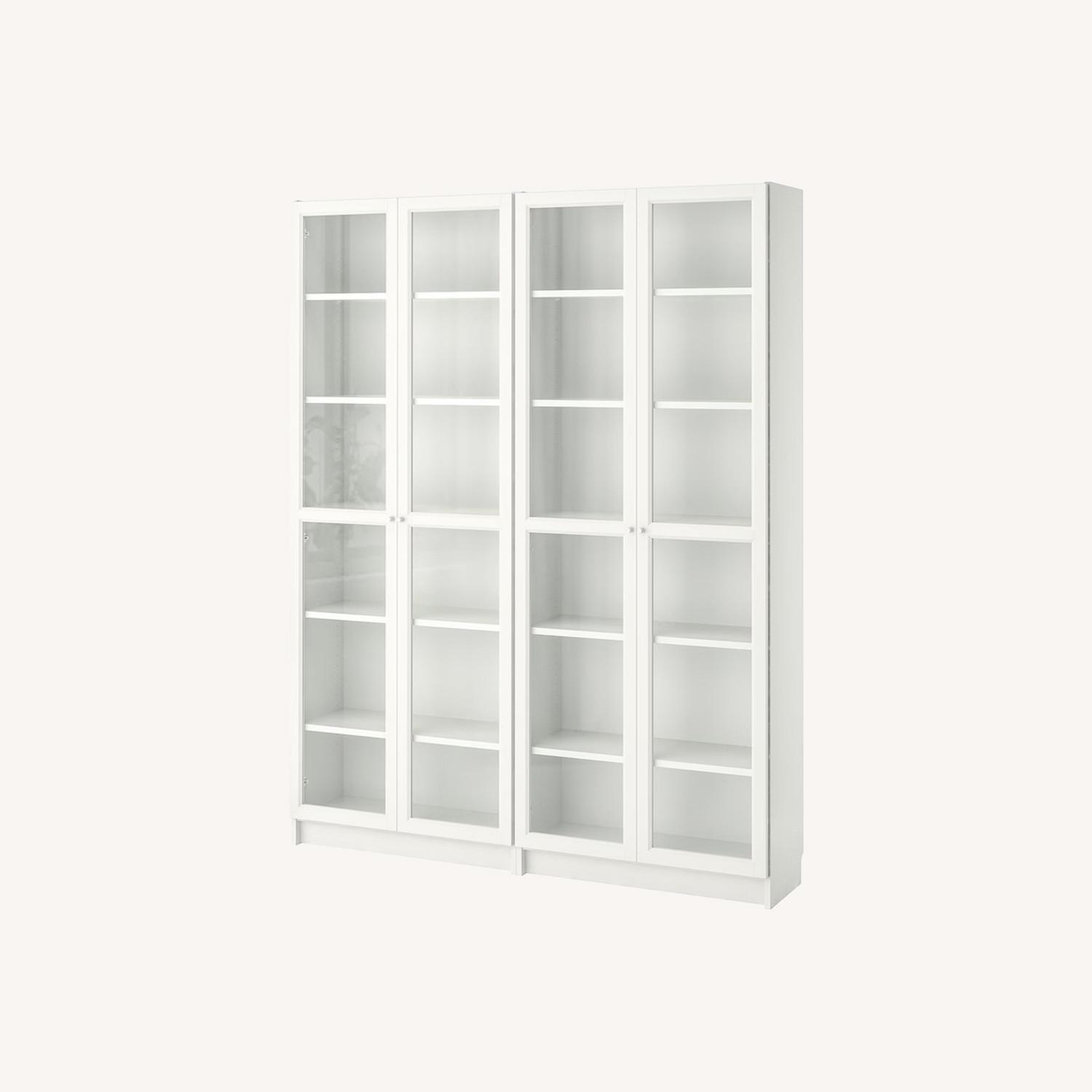 IKEA Billy Oxberg Bookcase White Glass - image-0