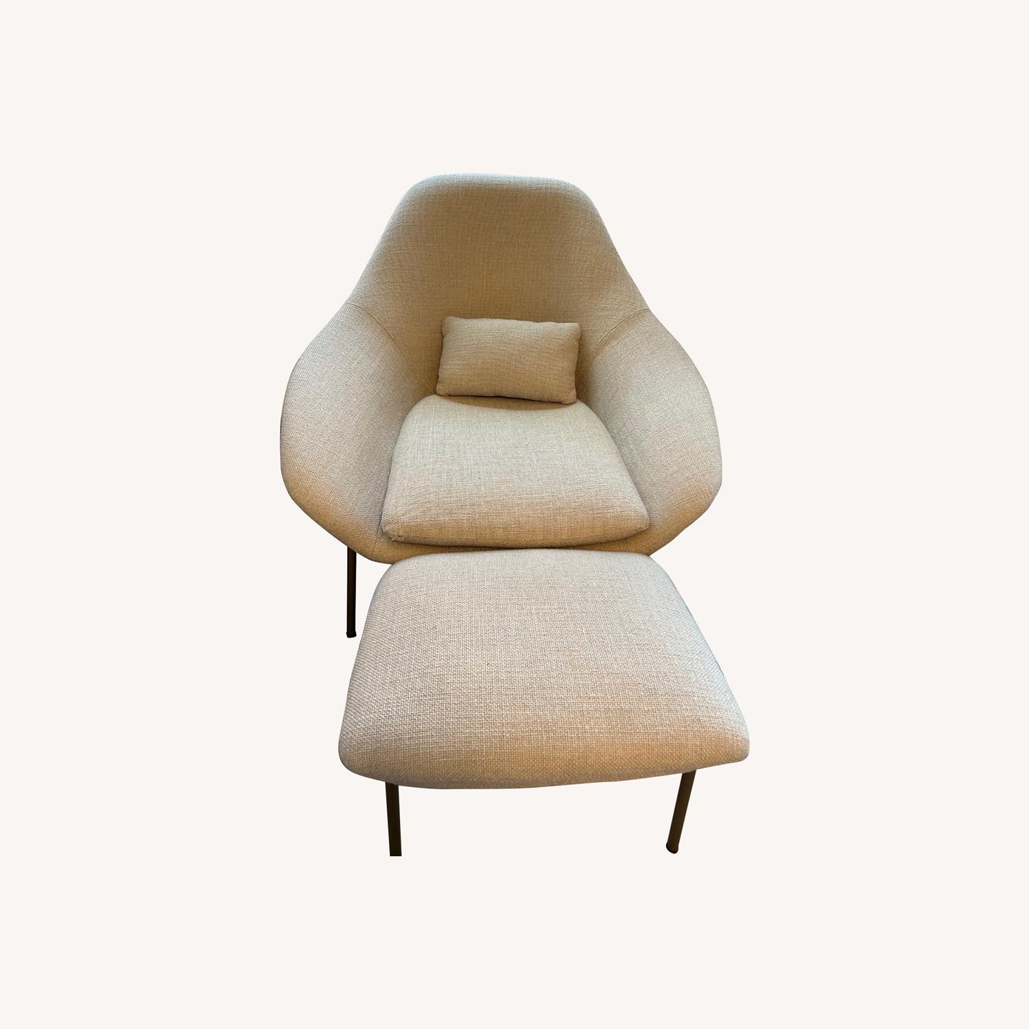 West Elm Fabric Chair and Ottoman AptDeco